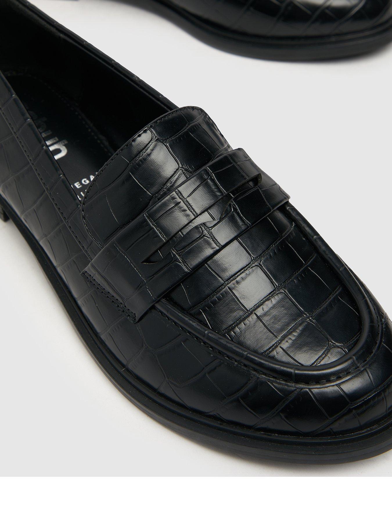 Schuh Lexa Mock Croc Loafer - Black | Very.co.uk