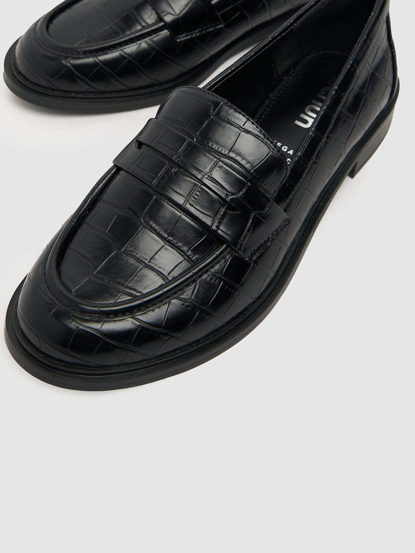 Schuh Lexa Mock Croc Loafer - Black | Very.co.uk