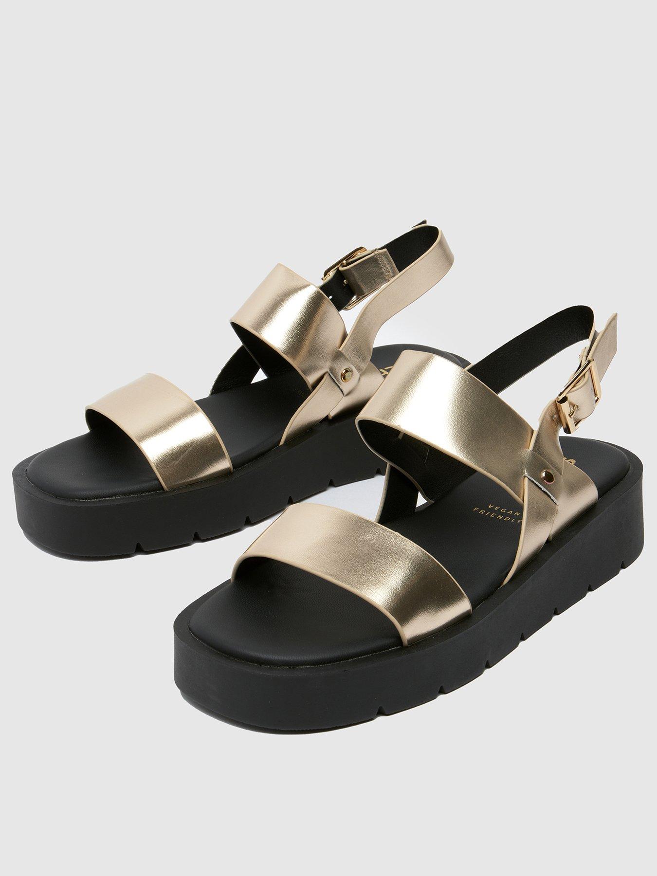 Schuh Ec Tayla Chunky Sandal - Gold | Very.co.uk