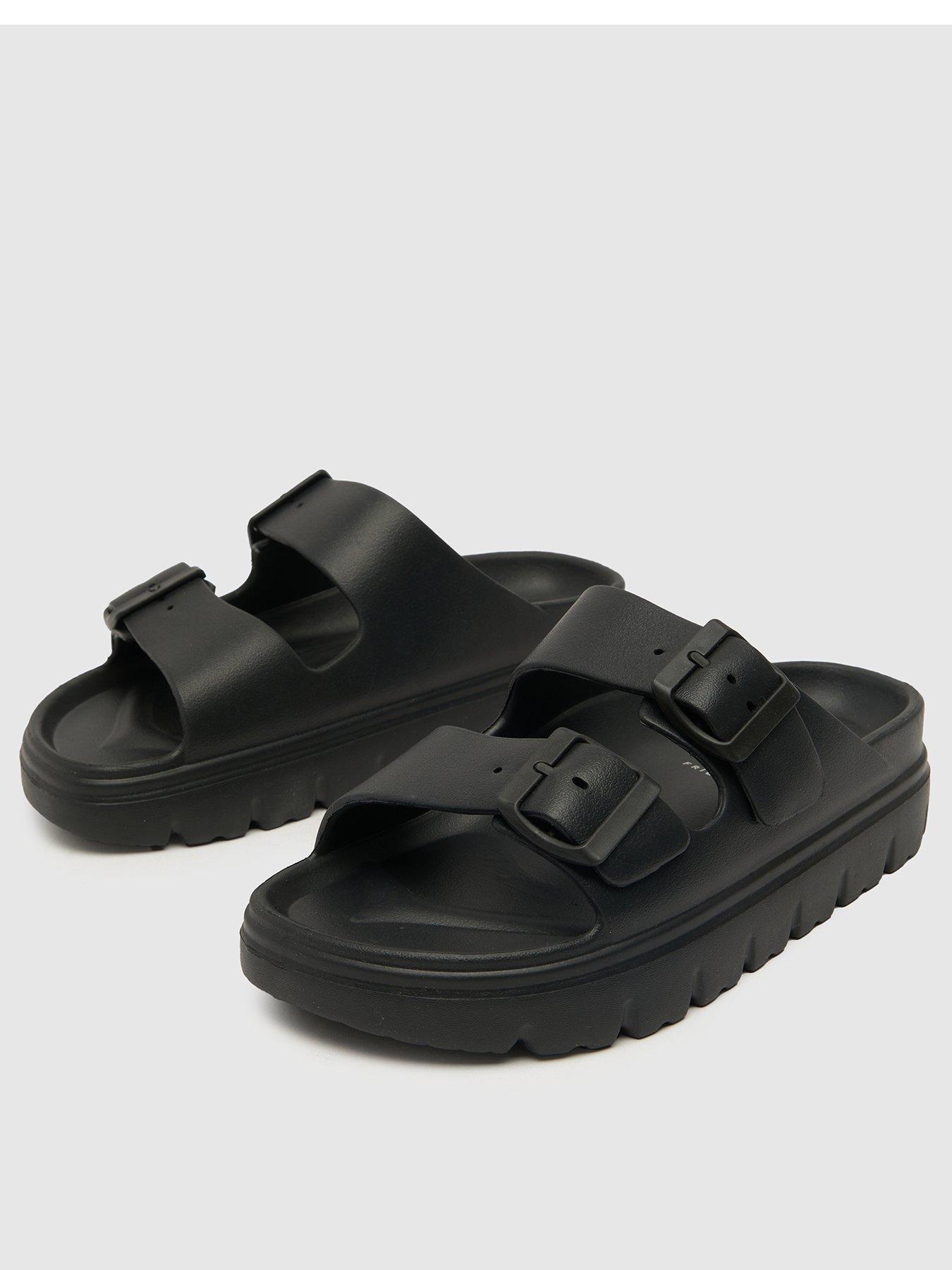 Schuh Tilda Double Strap Footbed Sandal - Black | Very.co.uk