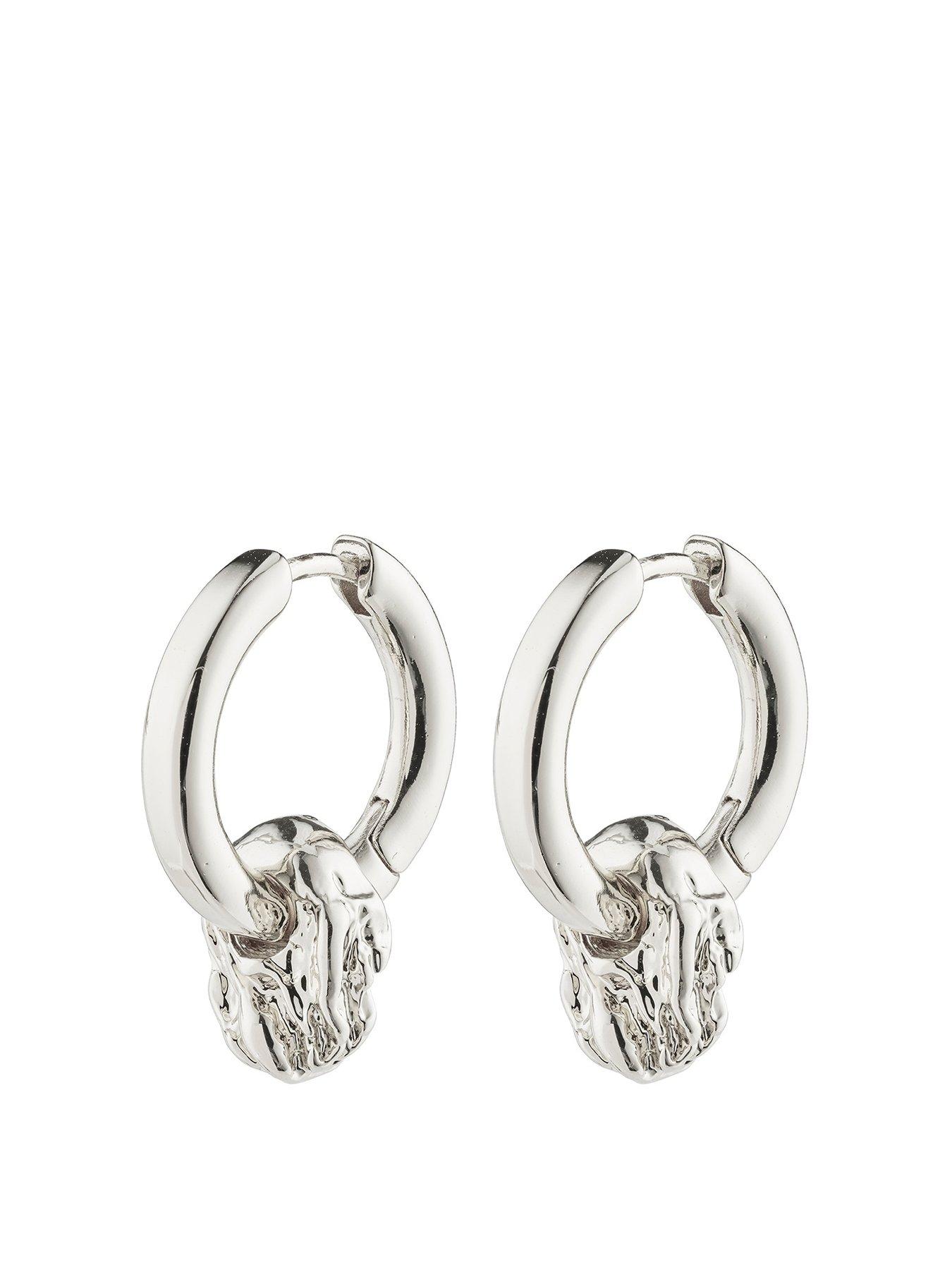 Product photograph of Pilgrim Sun Hoops Silver-plated from very.co.uk