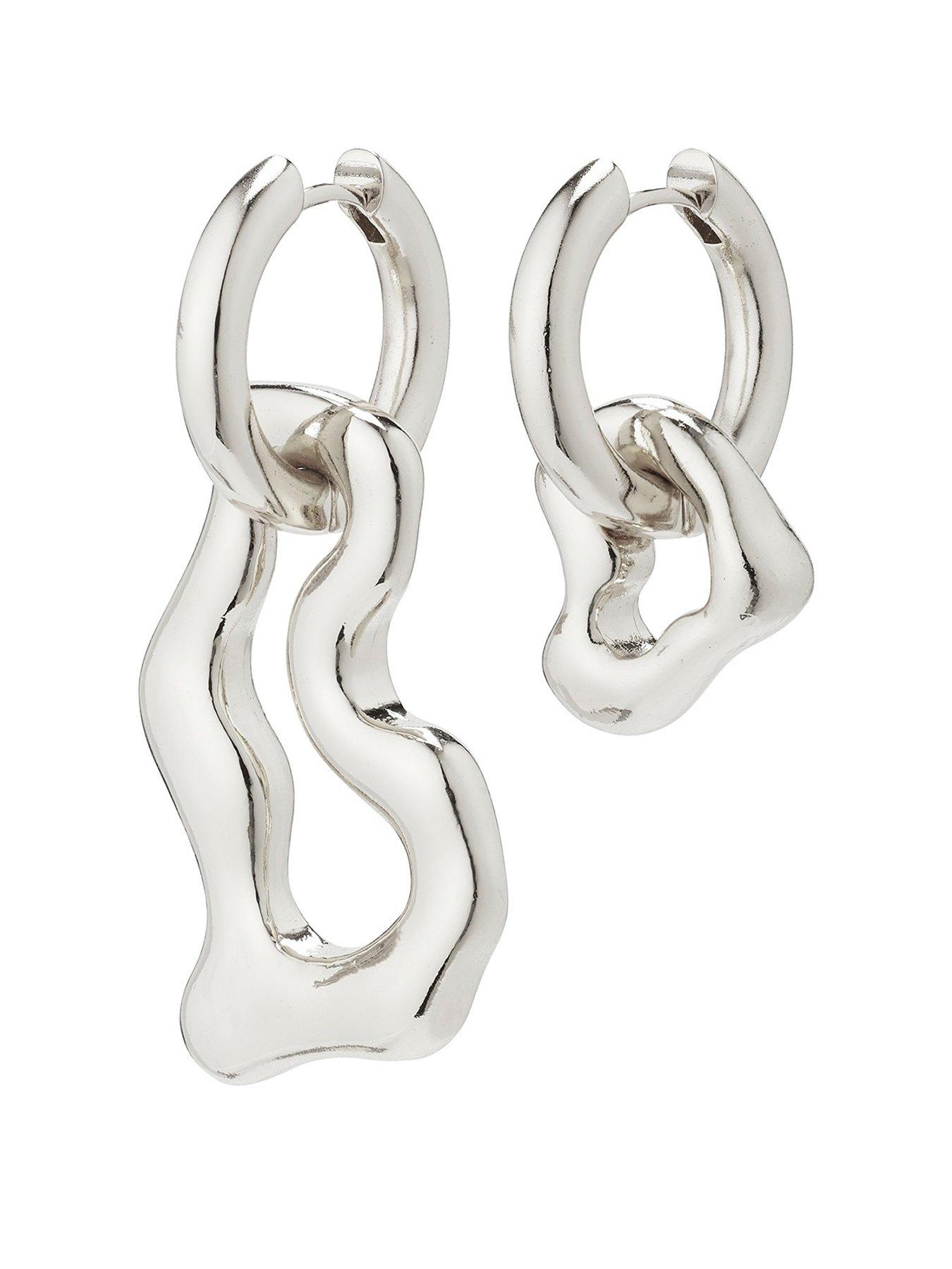 Product photograph of Pilgrim Cloud Earrings Silver-plated from very.co.uk