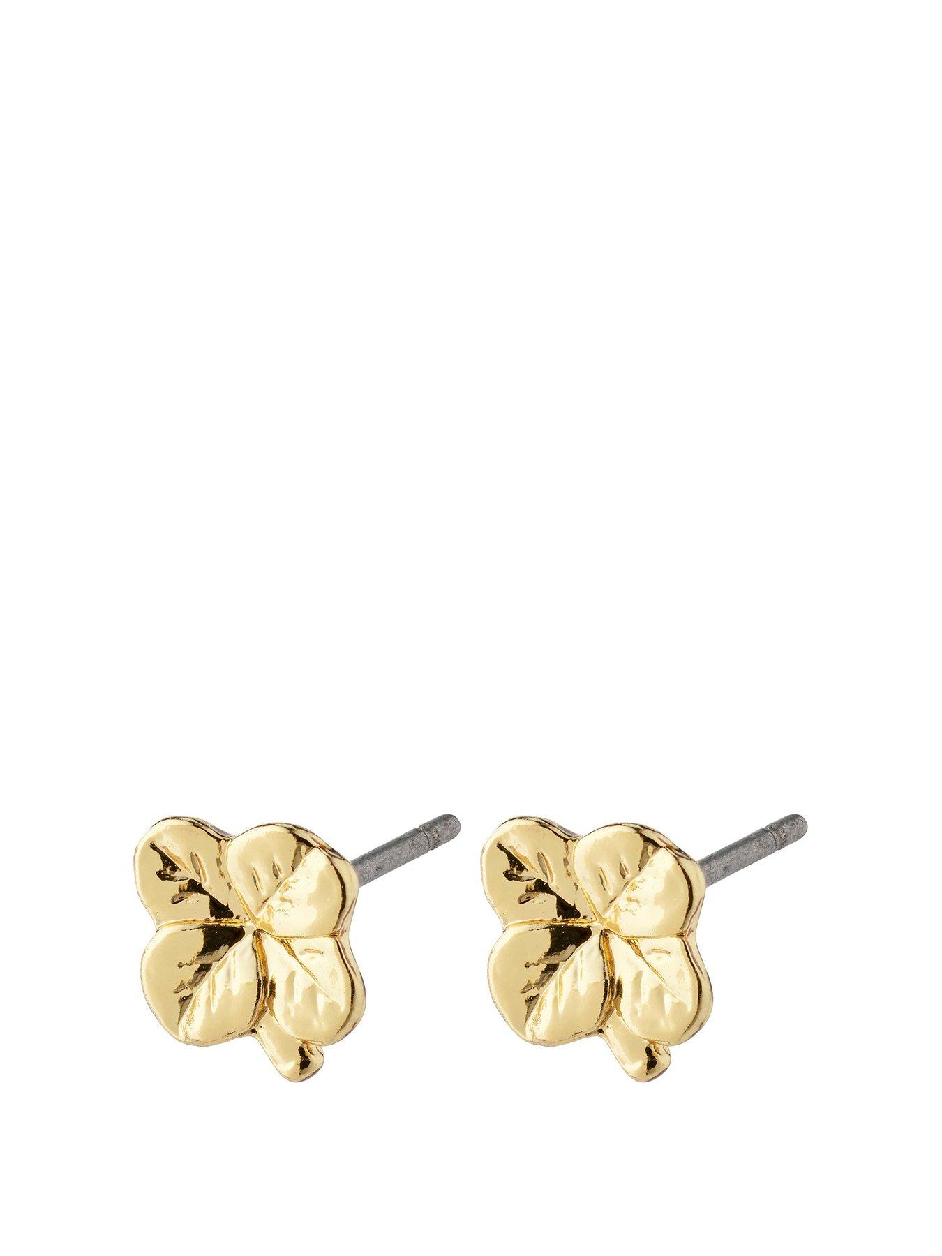 Product photograph of Pilgrim Octavia Clover Earrings Gold-plated from very.co.uk