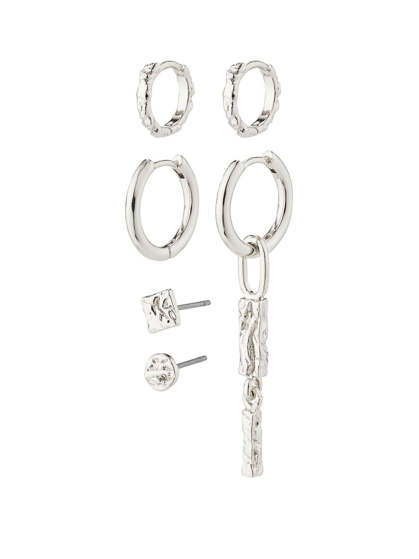 Product photograph of Pilgrim Star Earrings 3-in-1 Set - Silver-plated from very.co.uk