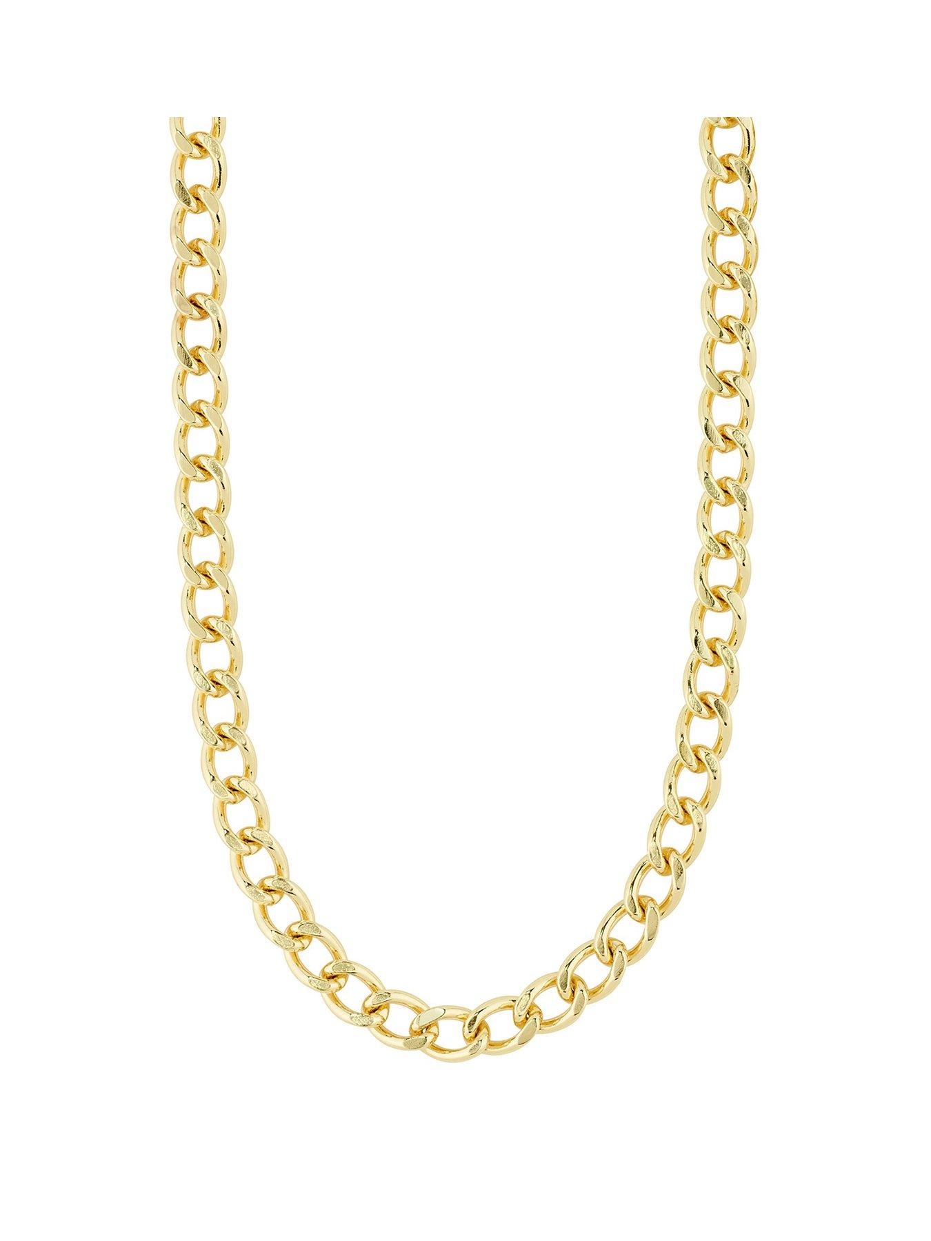 Product photograph of Pilgrim Charm Curb Necklace Gold-plated from very.co.uk