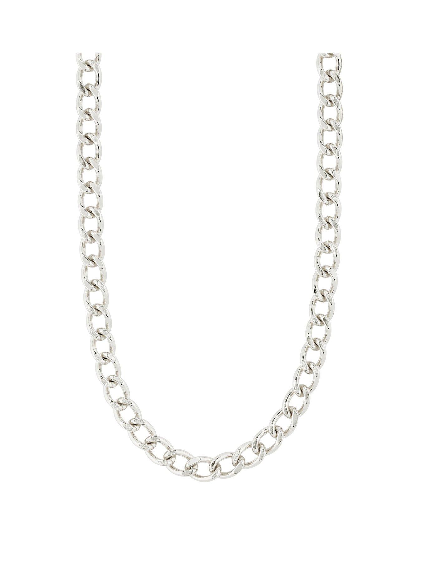 Product photograph of Pilgrim Charm Curb Necklace Silver-plated from very.co.uk