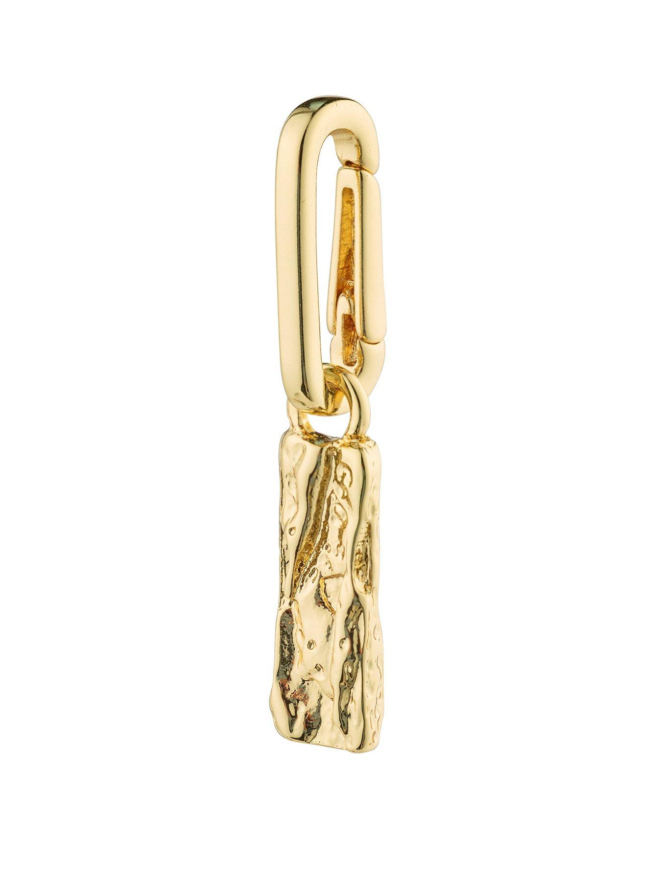 Product photograph of Pilgrim Charm Tag Pendant Gold-plated from very.co.uk