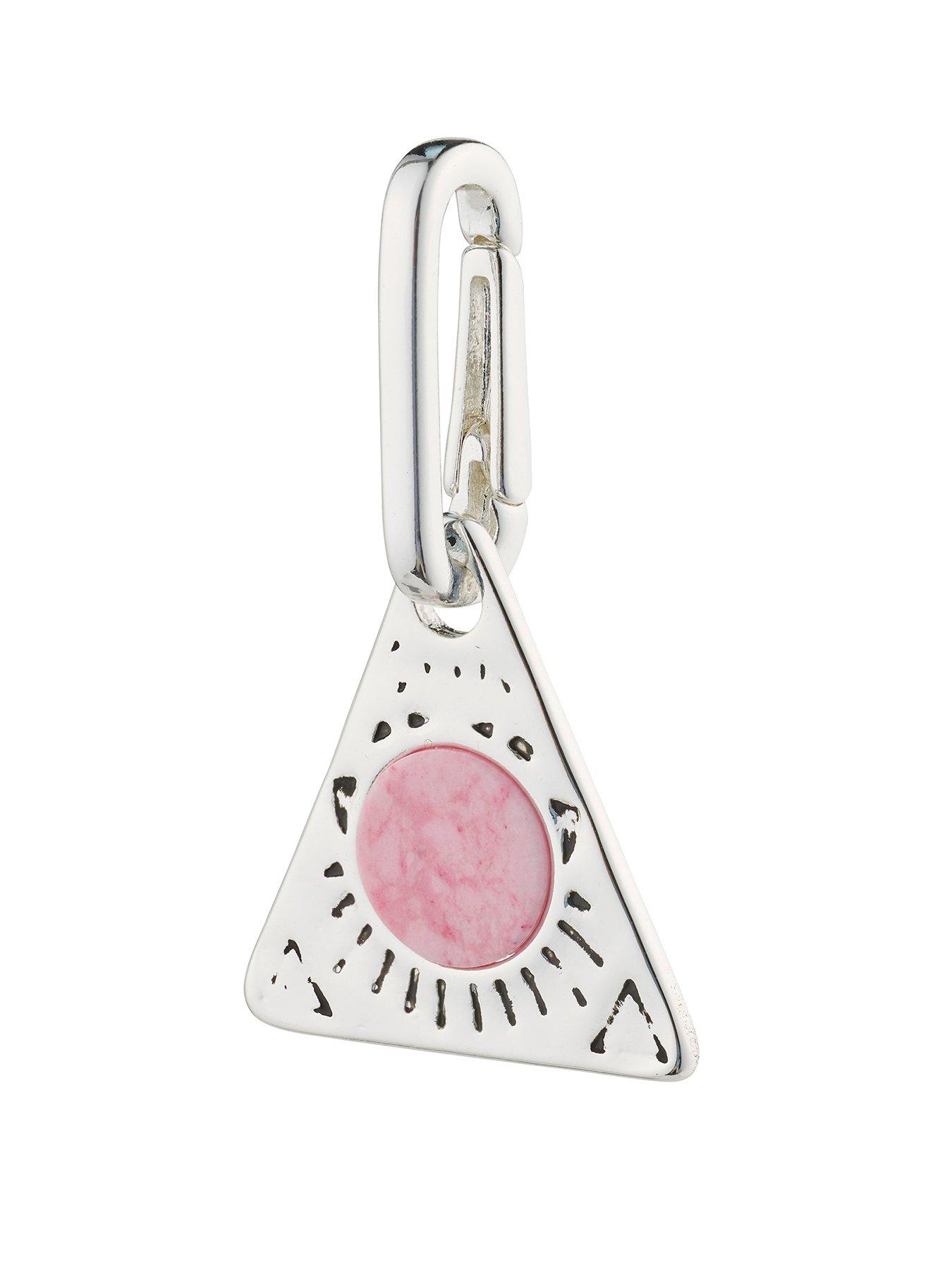 Product photograph of Pilgrim Charm Triangle Pendant Pink Silver-plated from very.co.uk