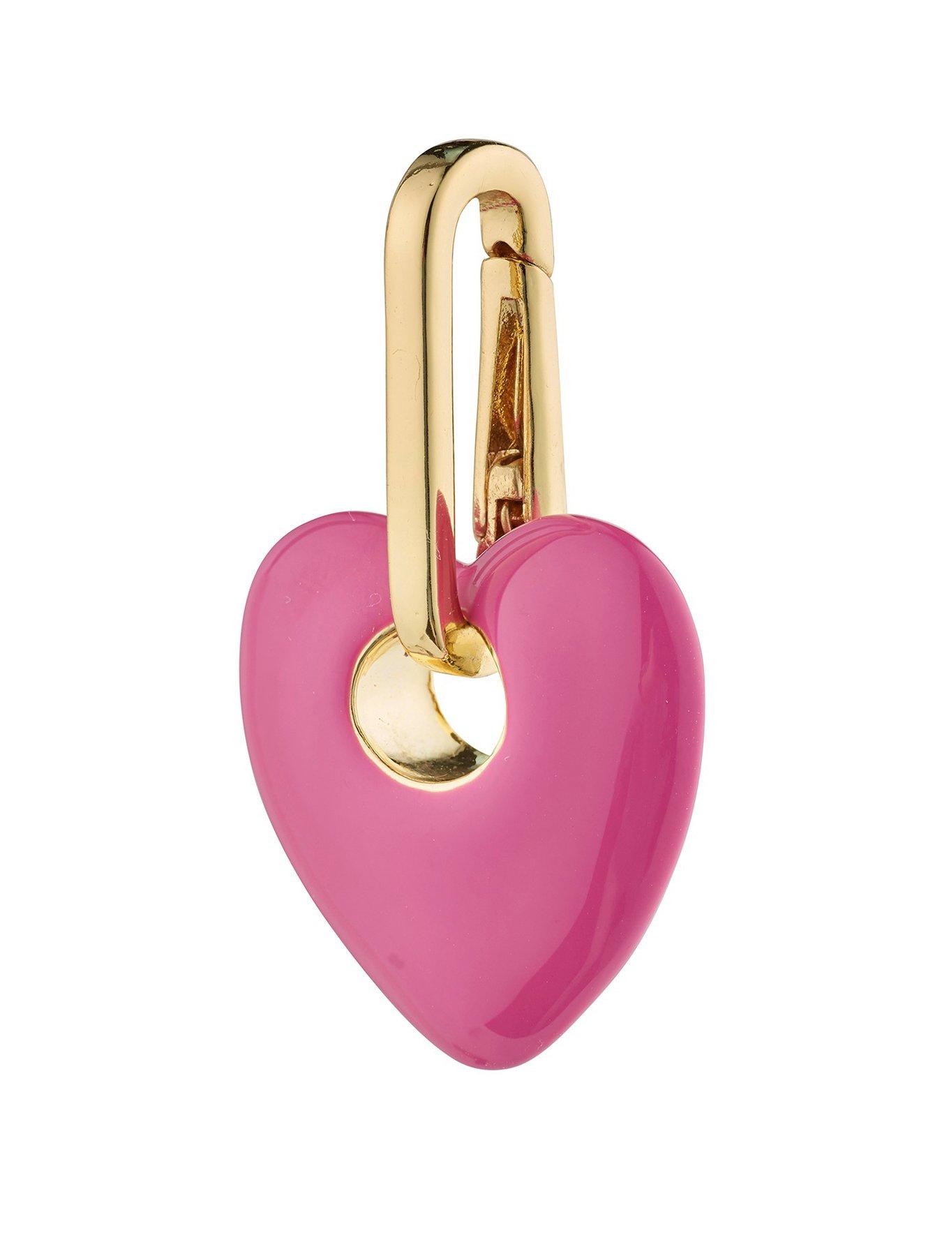 Product photograph of Pilgrim Charm Heart Pendant - Pink Gold-plated from very.co.uk