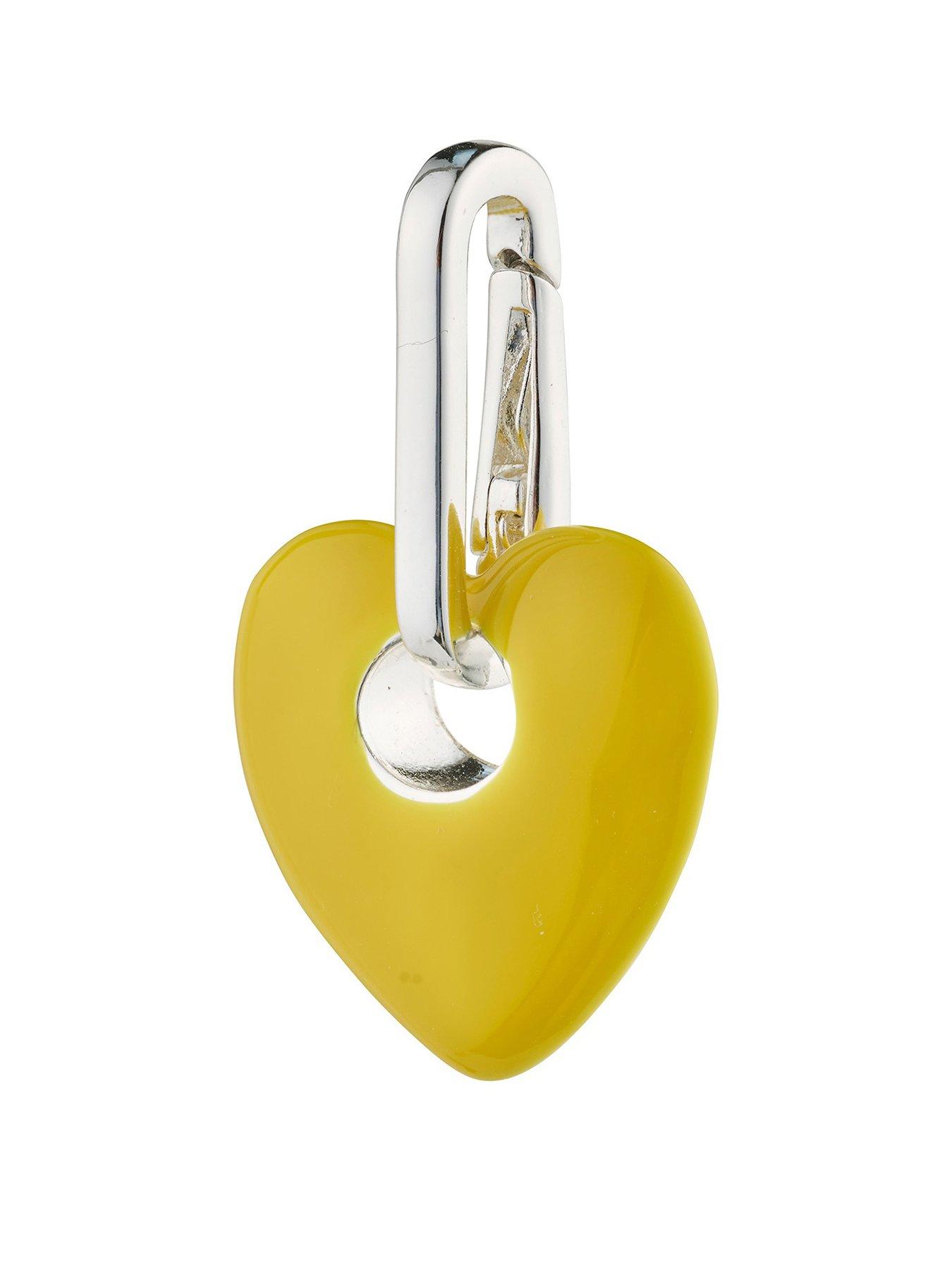 Product photograph of Pilgrim Charm Heart Pendant Yellow Silver-plated from very.co.uk