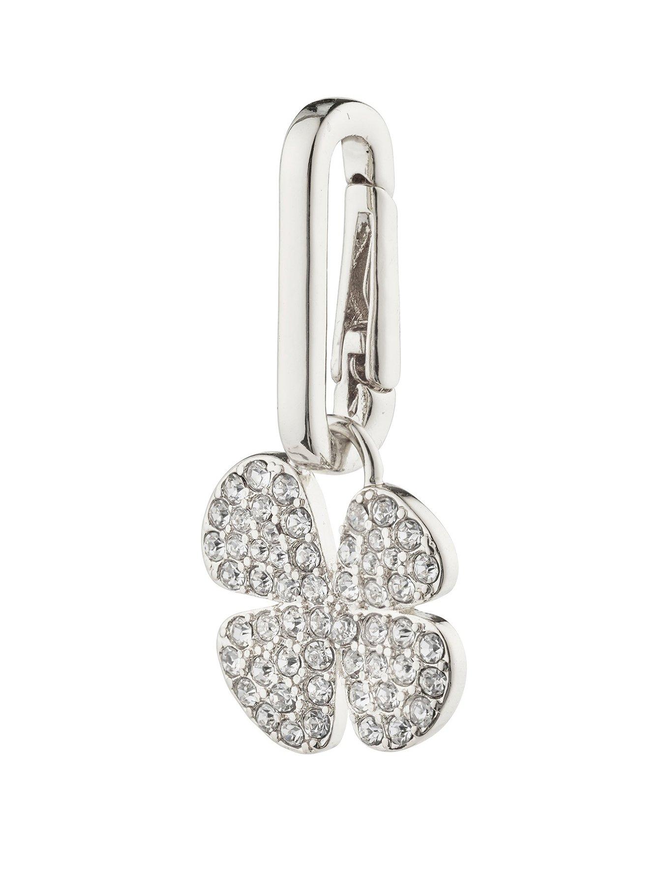 Product photograph of Pilgrim Charm Clover Pendant Silver-plated from very.co.uk