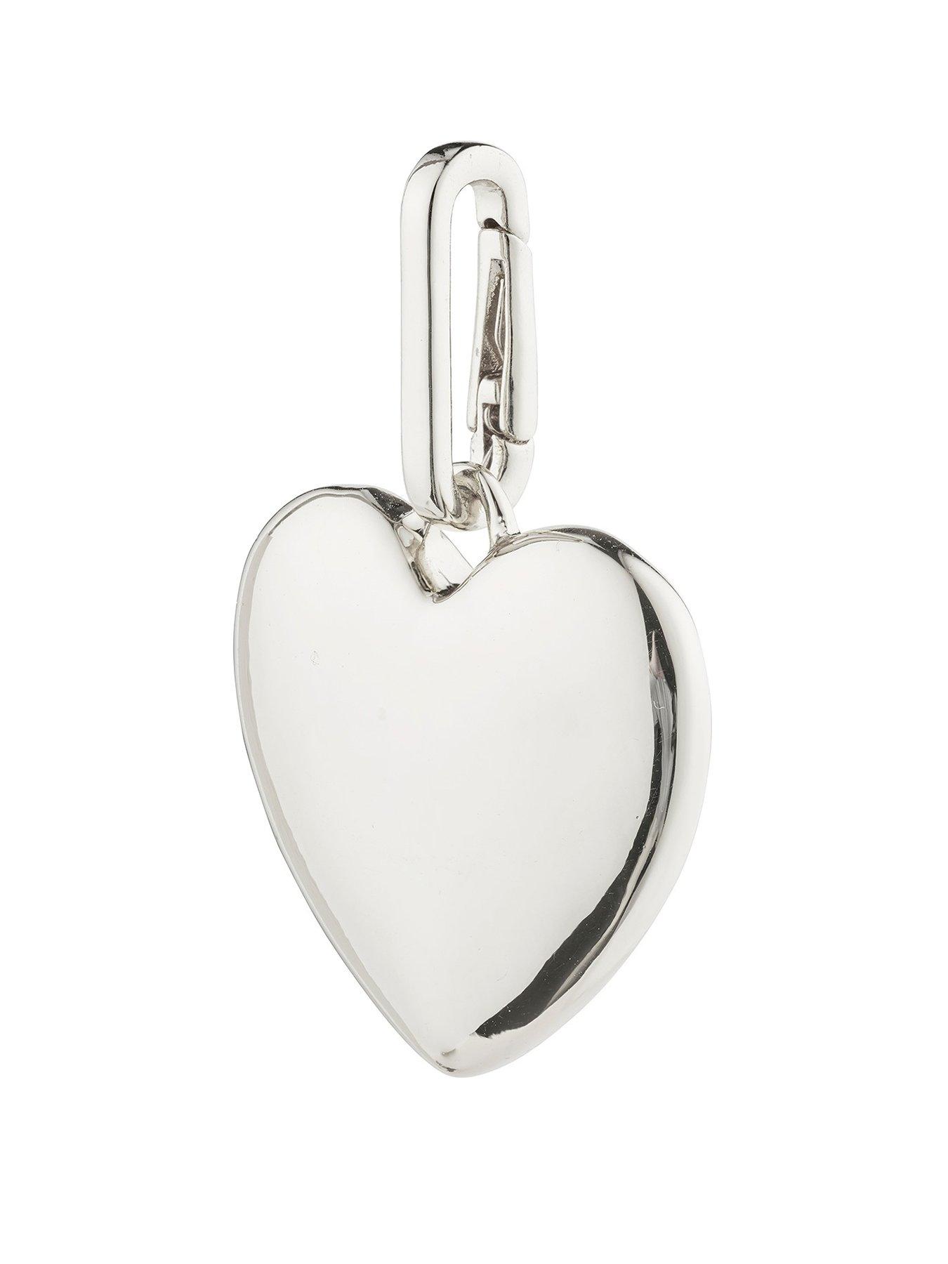 Product photograph of Pilgrim Charm Maxi Heart Pendant Silver-plated from very.co.uk