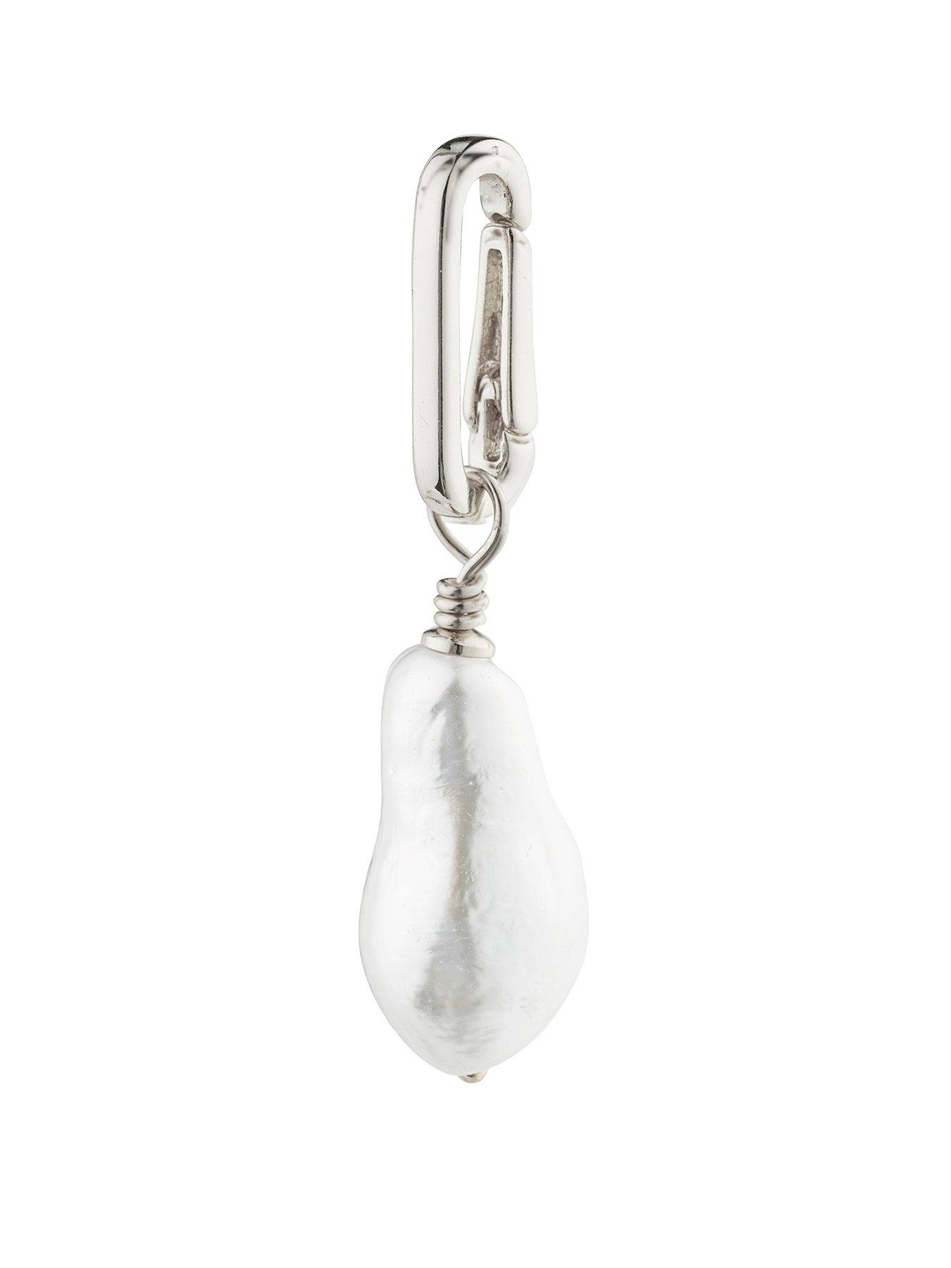 Product photograph of Pilgrim Charm Freshwater Pearl Pendant Silver-plated from very.co.uk