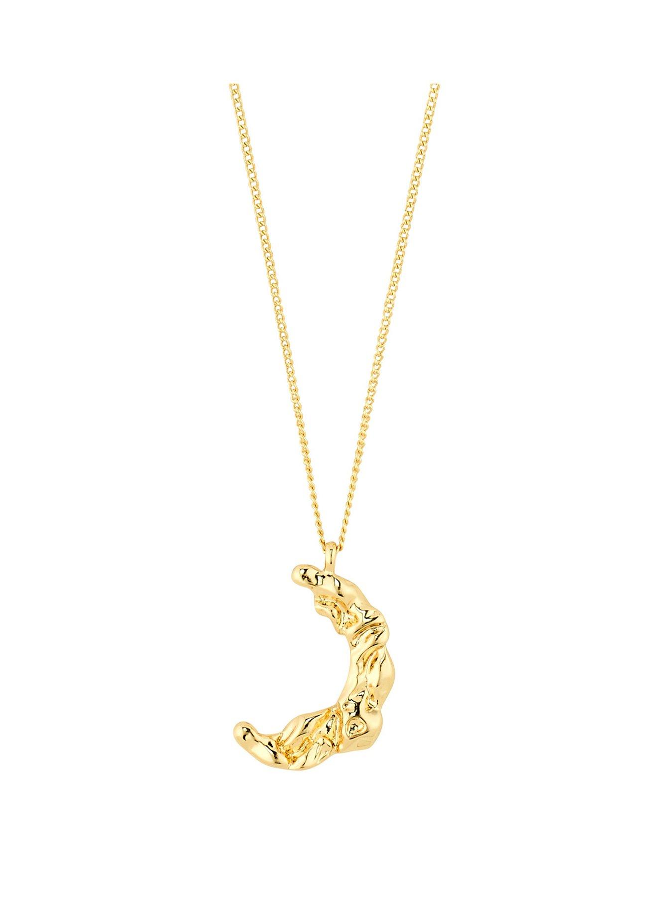 Product photograph of Pilgrim Moon Necklace - Gold-plated from very.co.uk