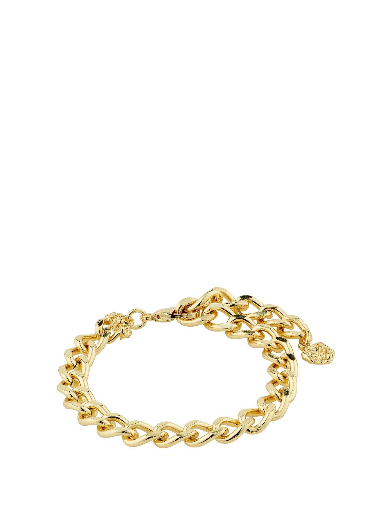 Product photograph of Pilgrim Charm Curb Chain Bracelet Gold-plated from very.co.uk