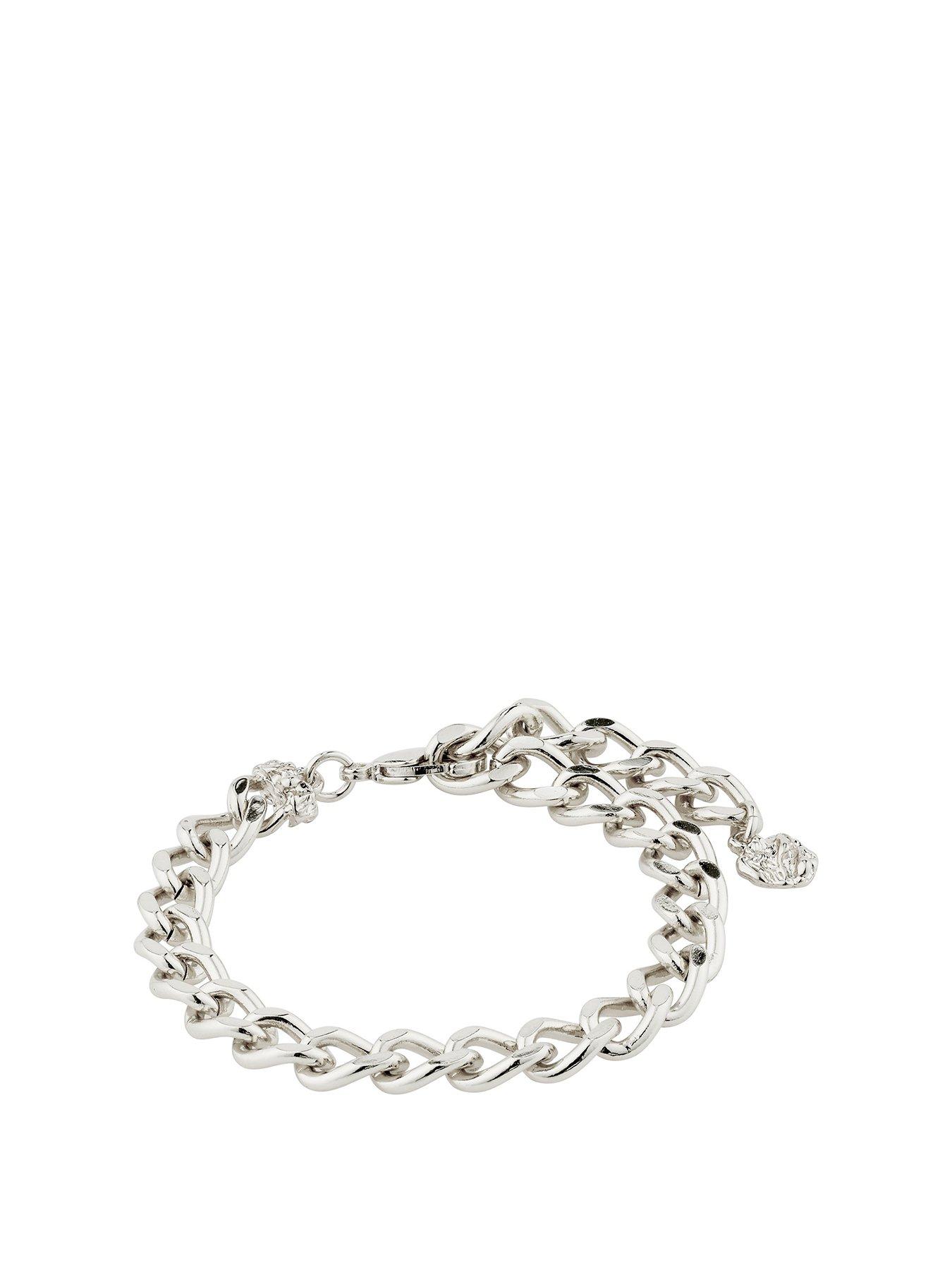 Product photograph of Pilgrim Charm Curb Chain Bracelet Silver-plated from very.co.uk