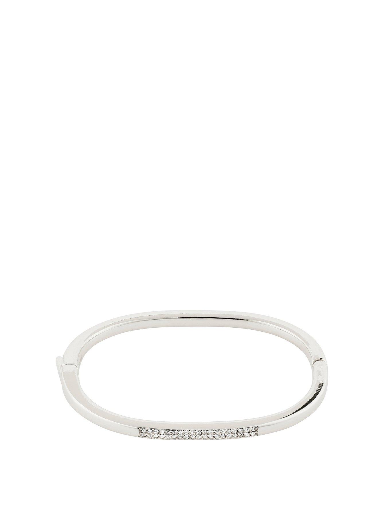 Product photograph of Pilgrim Star Crystal Bangle Silver-plated from very.co.uk