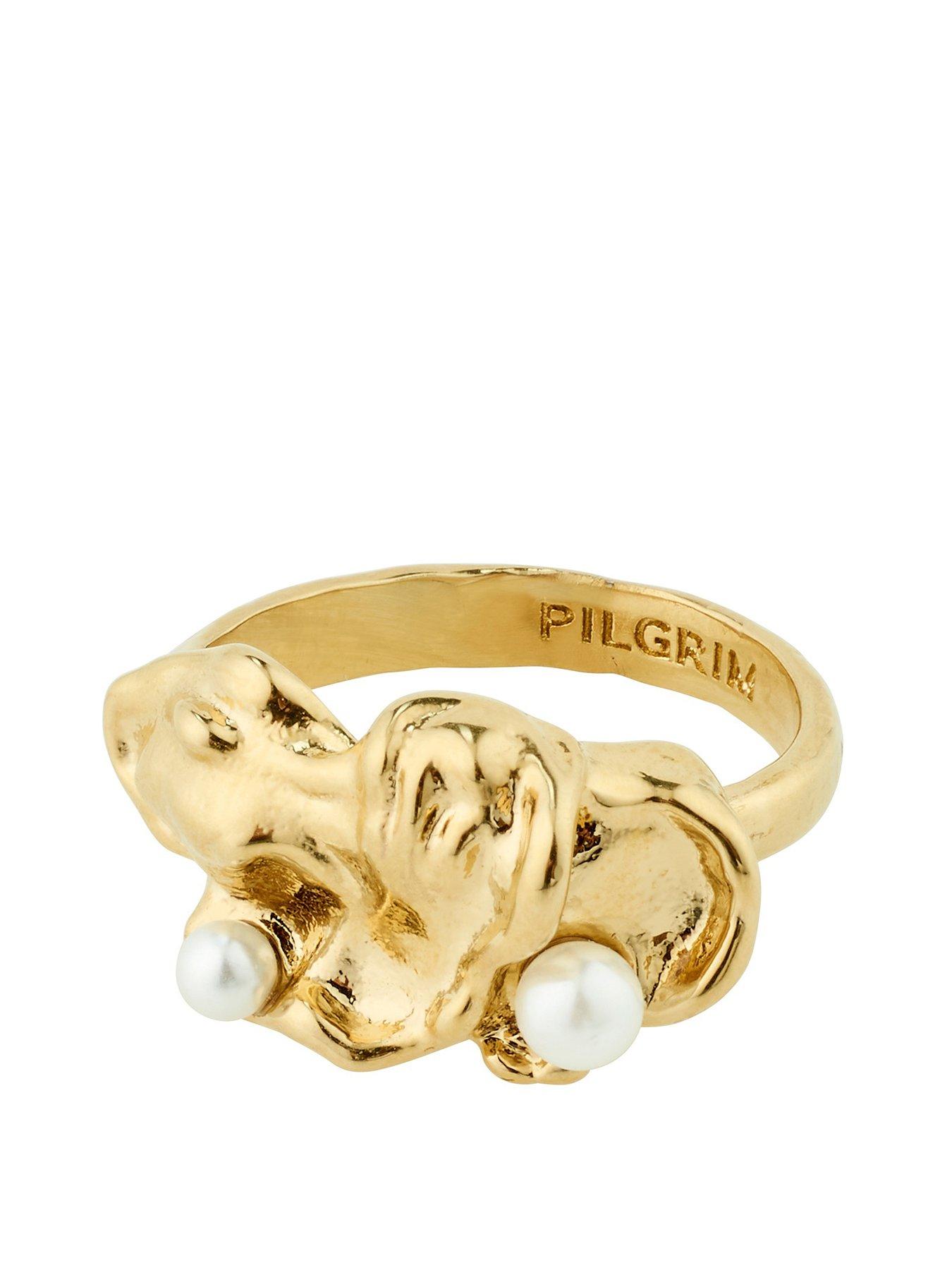 Product photograph of Pilgrim Moon Ring Gold-plated from very.co.uk