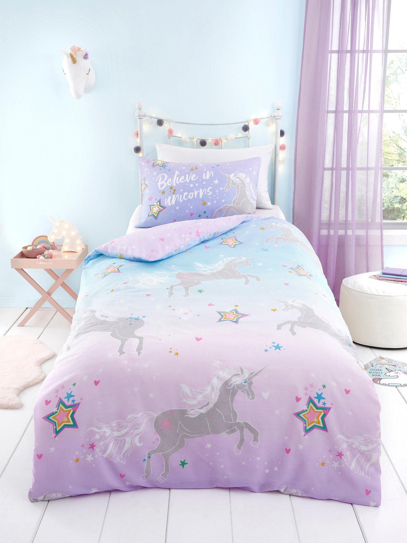 Product photograph of Bedlam Ombre Unicorn Glow In The Dark Duvet Cover Set - Multi from very.co.uk