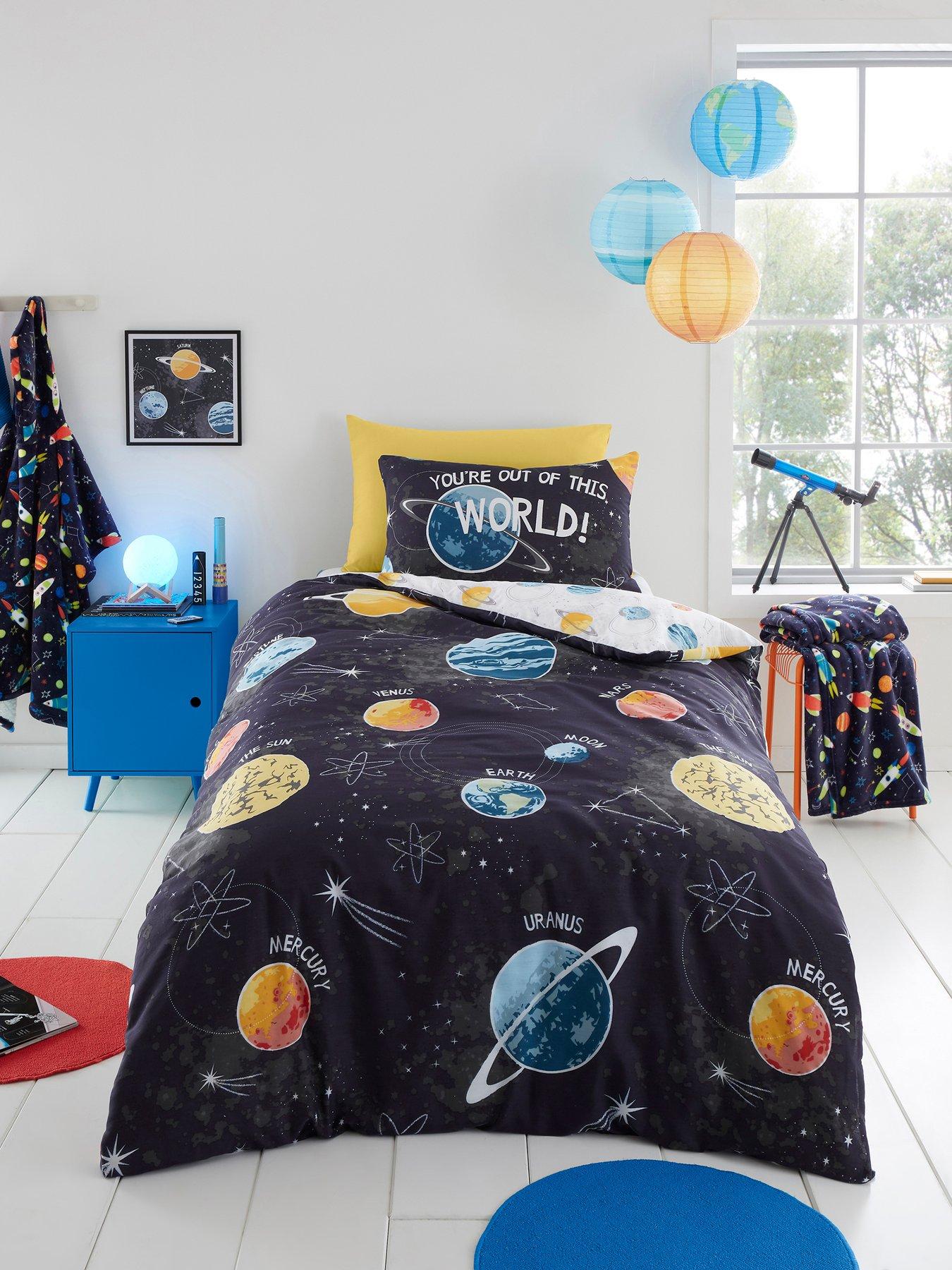 Image 1 of 7 of Bedlam Outer Space Glow In The Dark Duvet Set - Multi