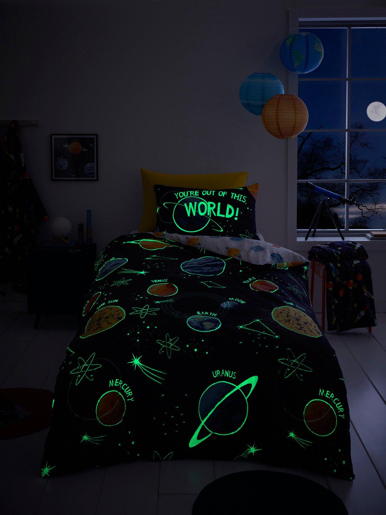 Image 4 of 7 of Bedlam Outer Space Glow In The Dark Duvet Set - Multi