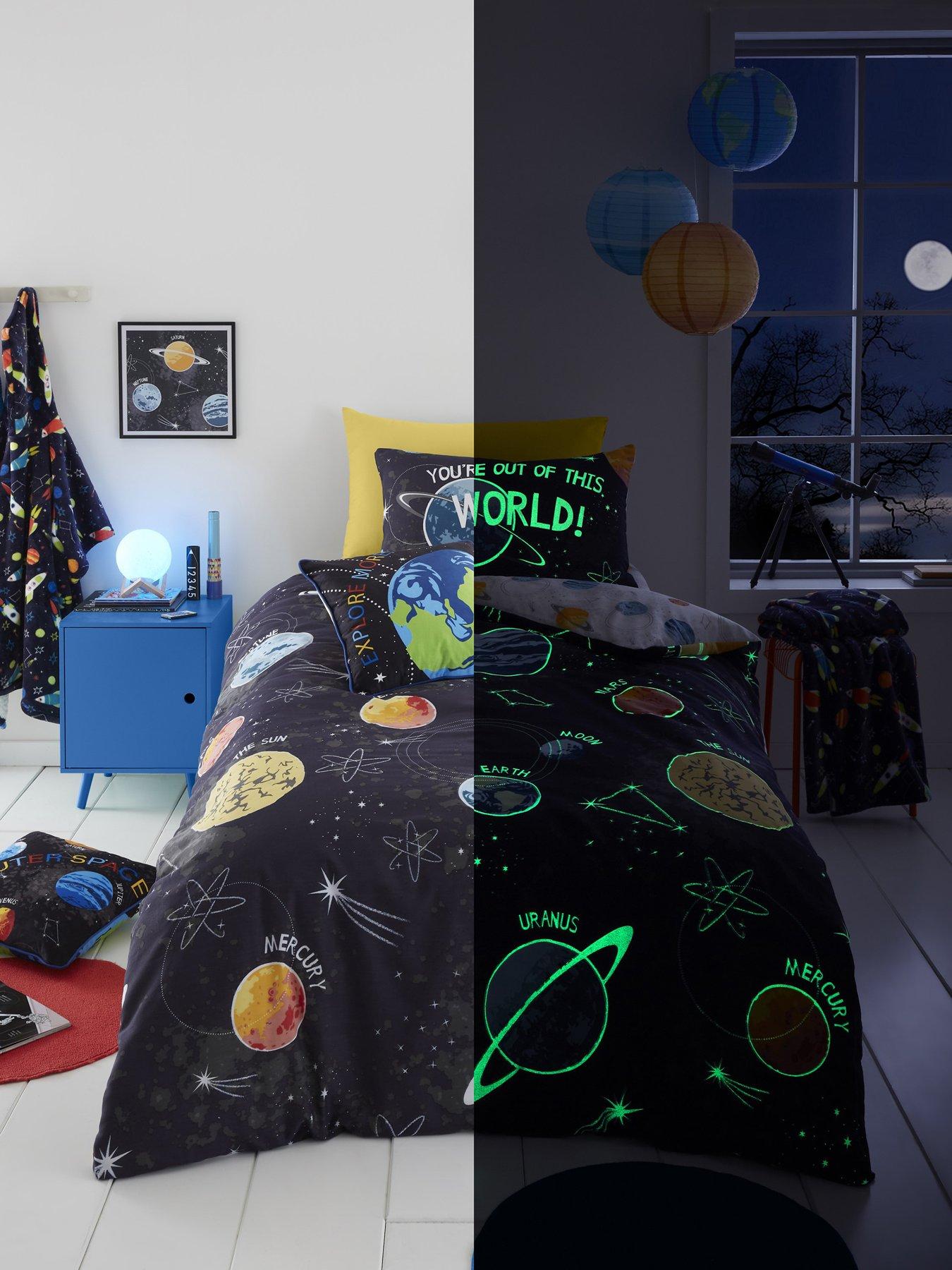 Image 5 of 7 of Bedlam Outer Space Glow In The Dark Duvet Set - Multi