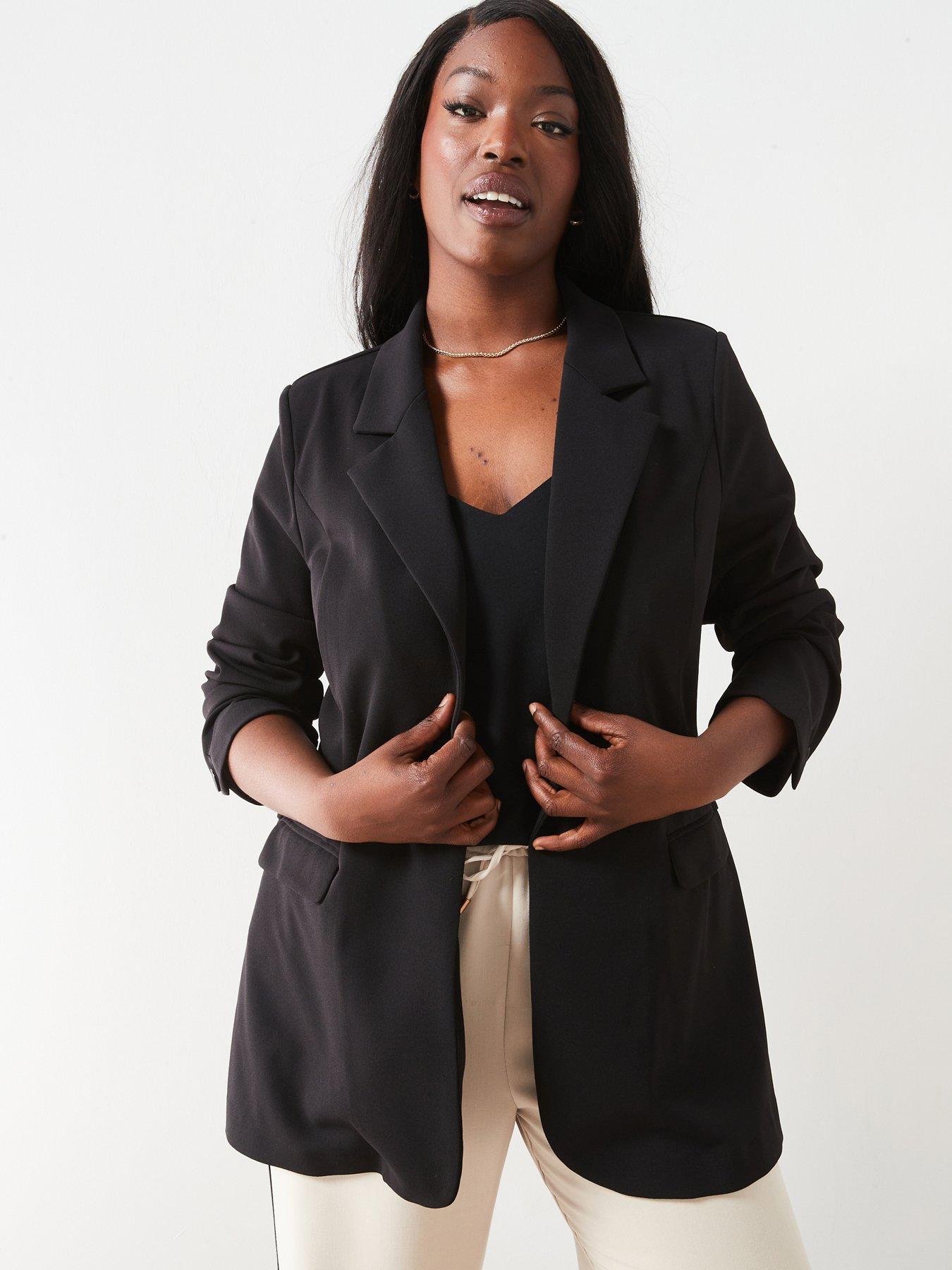 V by Very Curve Longline Stretch Blazer - Black