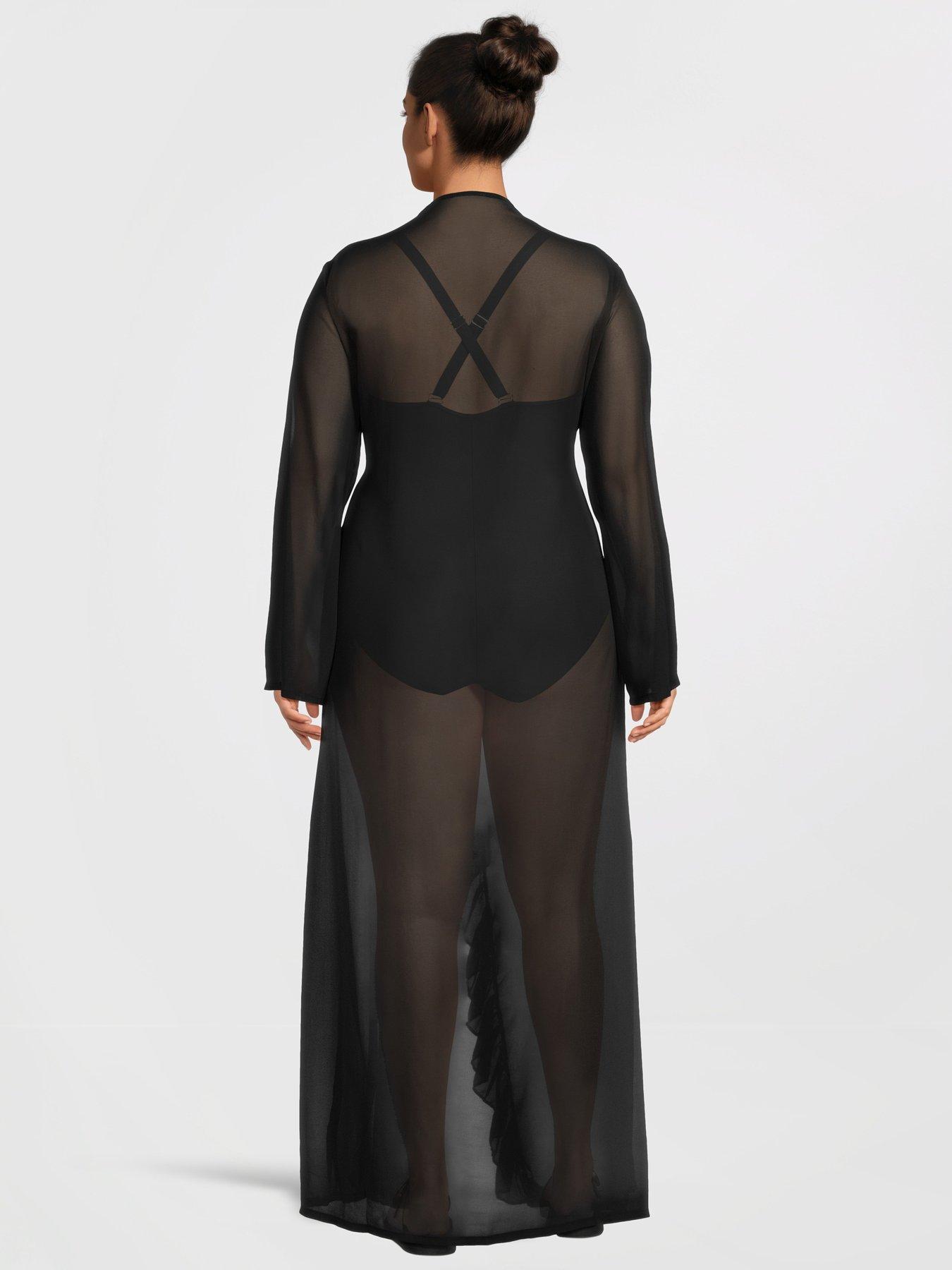 Image 2 of 5 of Moda Minx Curve Ruffle Maxi Kaftan - Black