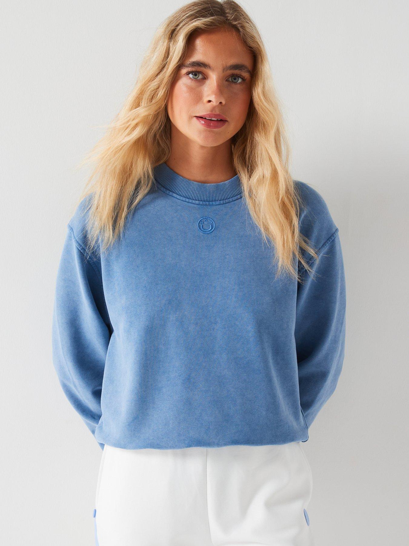 HUGO Delessa Relaxed Fit Washed Sweat Blue Very