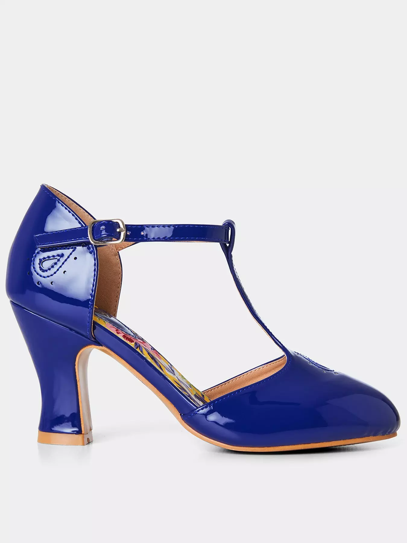 Asymmetric Strap Square Toe Block Heel Sandals - Royal Blue