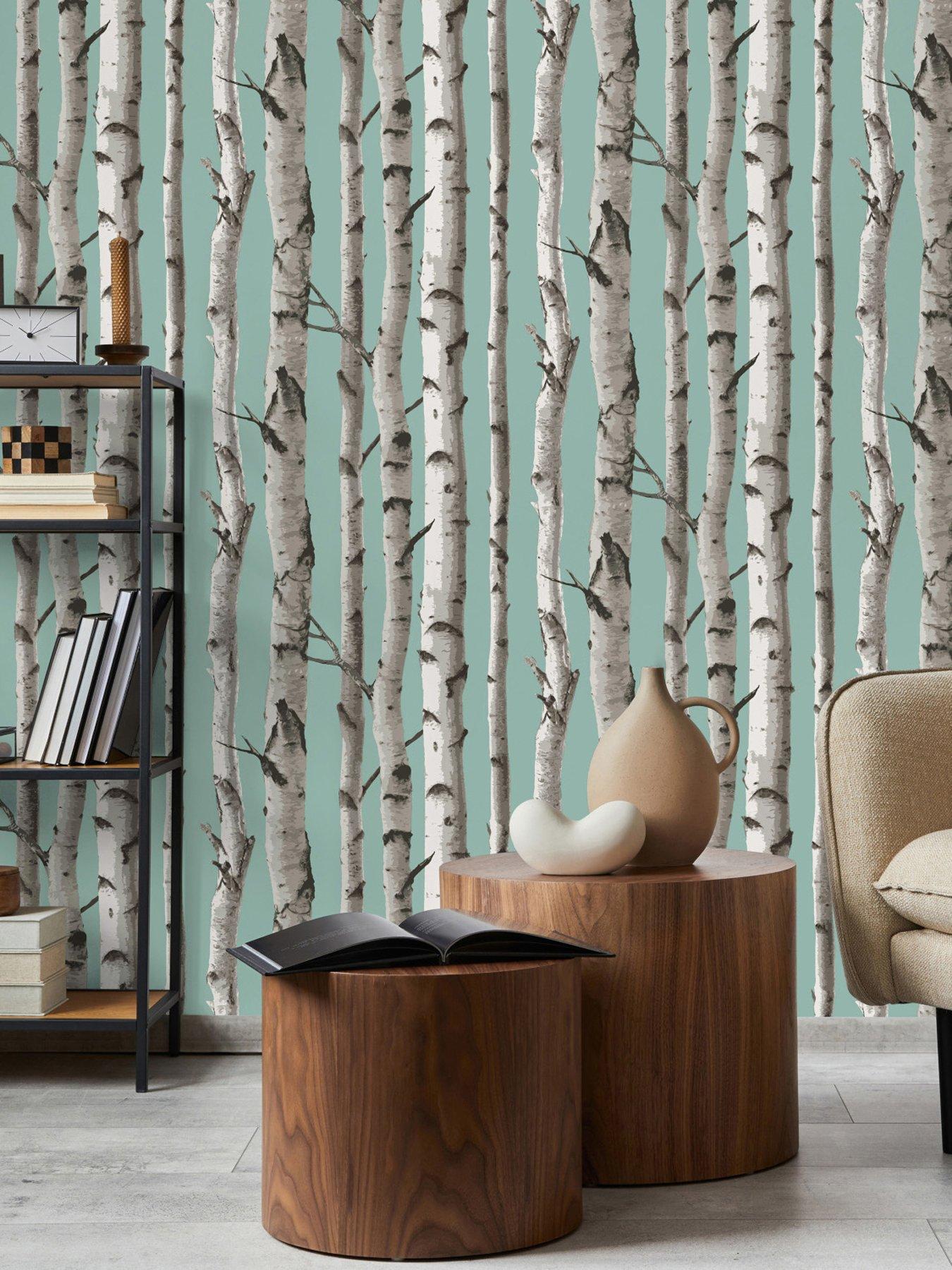 Product photograph of Fine Decor Birch Trees Wallpaper In Blue from very.co.uk