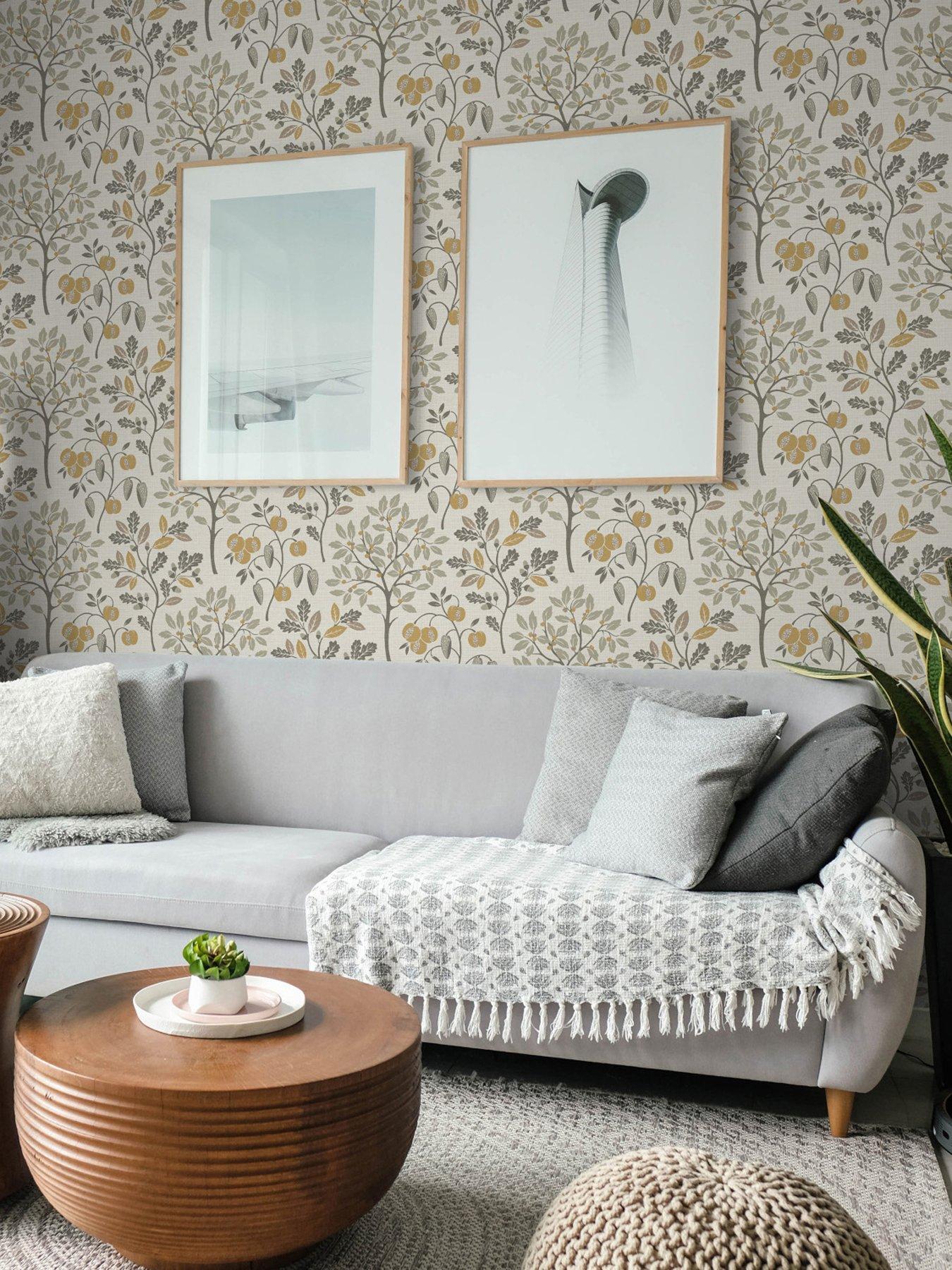 Product photograph of Fine Decor Rowan Autumn Trees Wallpaper In Natural from very.co.uk