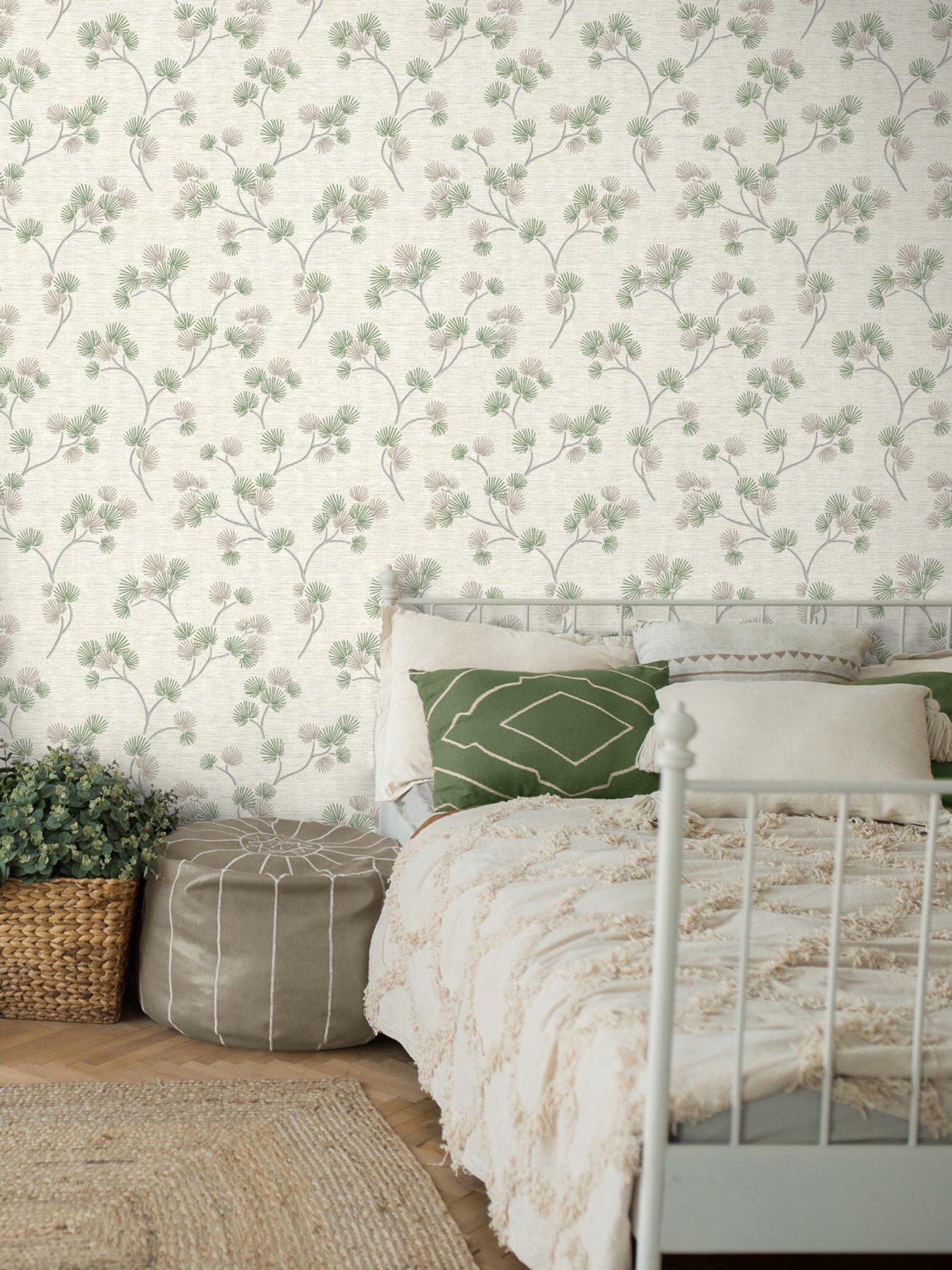 Product photograph of Fine Decor Kira Green Wallpaper from very.co.uk