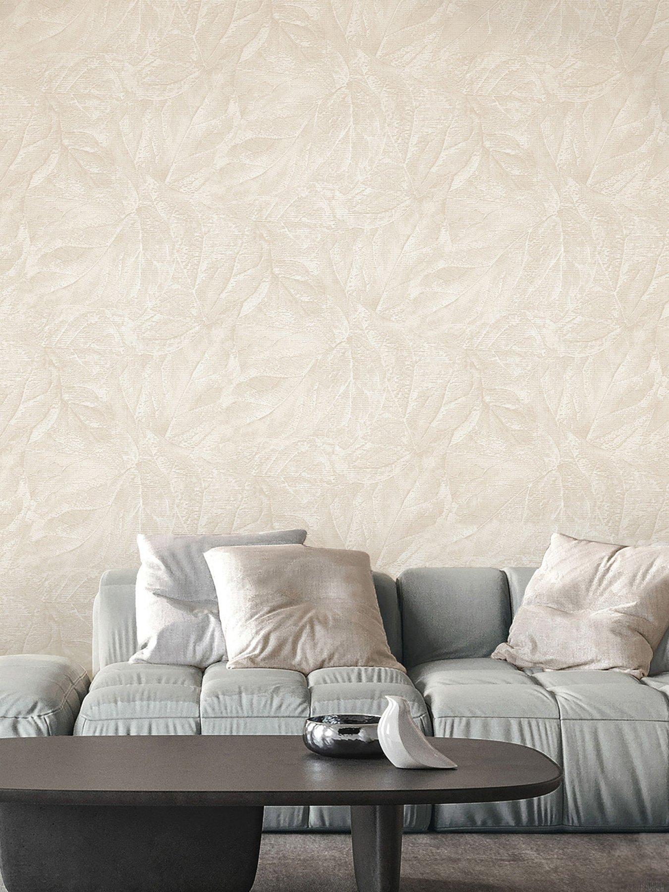 Product photograph of Fine Decor Aspen Leaf Wallpaper In Natural from very.co.uk