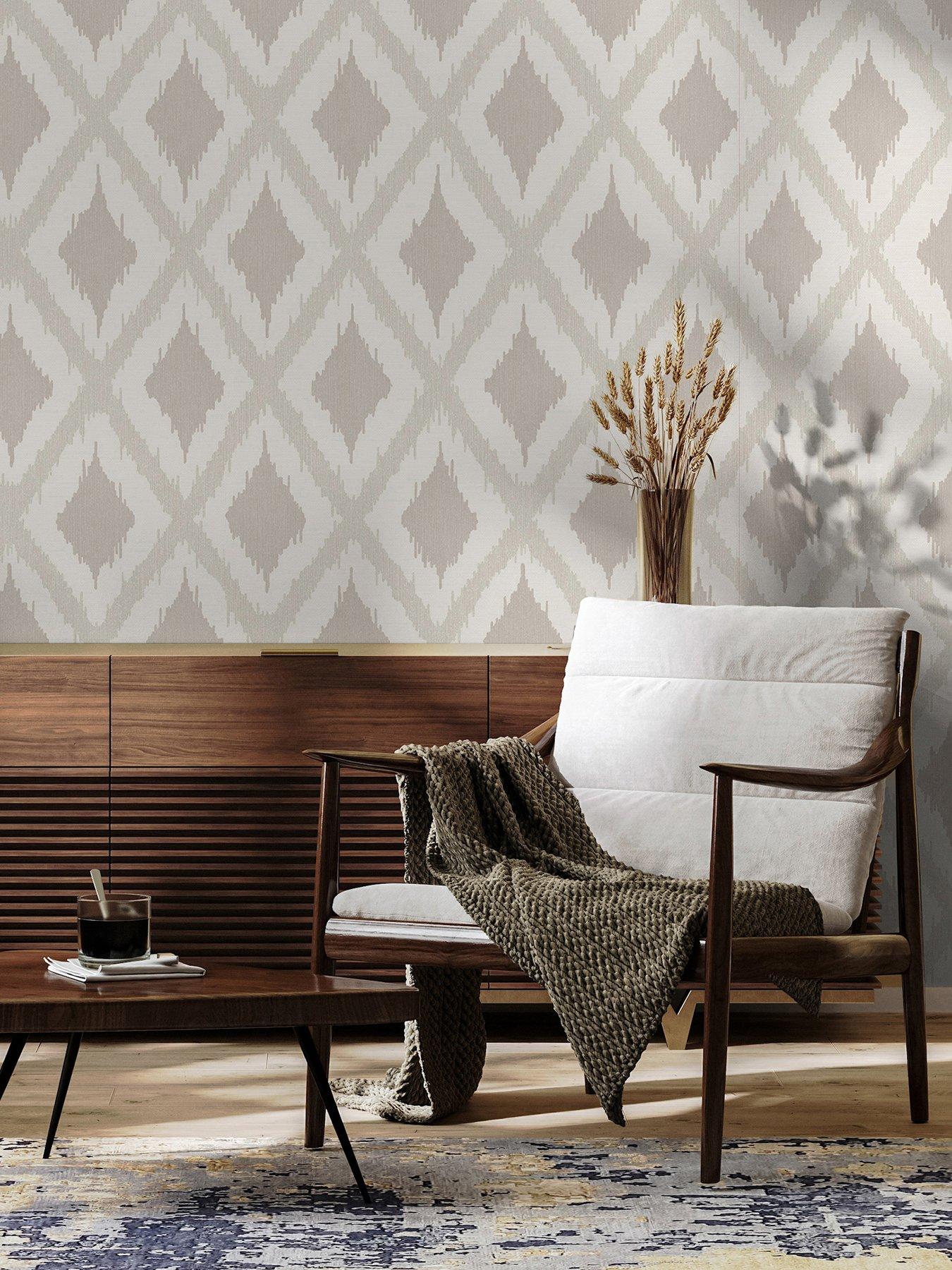 Fresco Ikat Natural Wallpaper | very.co.uk