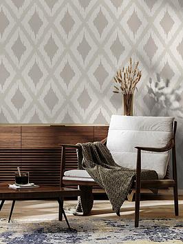 Product photograph of Fresco Ikat Natural Wallpaper from very.co.uk