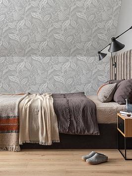 Product photograph of Fresco Artisan Leaf Grey Wallpaper from very.co.uk