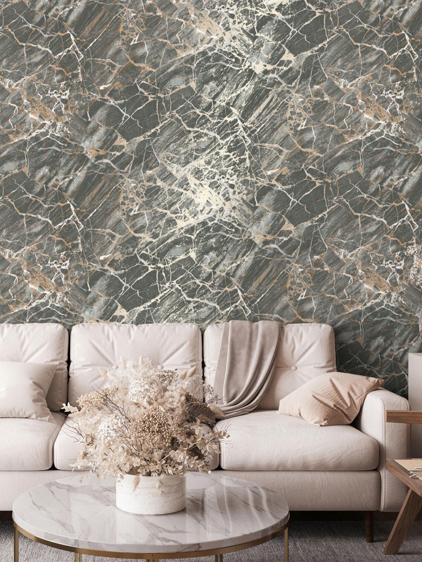 Product photograph of Fine Decor Onyx Carbon Wallpaper In Charcoal from very.co.uk