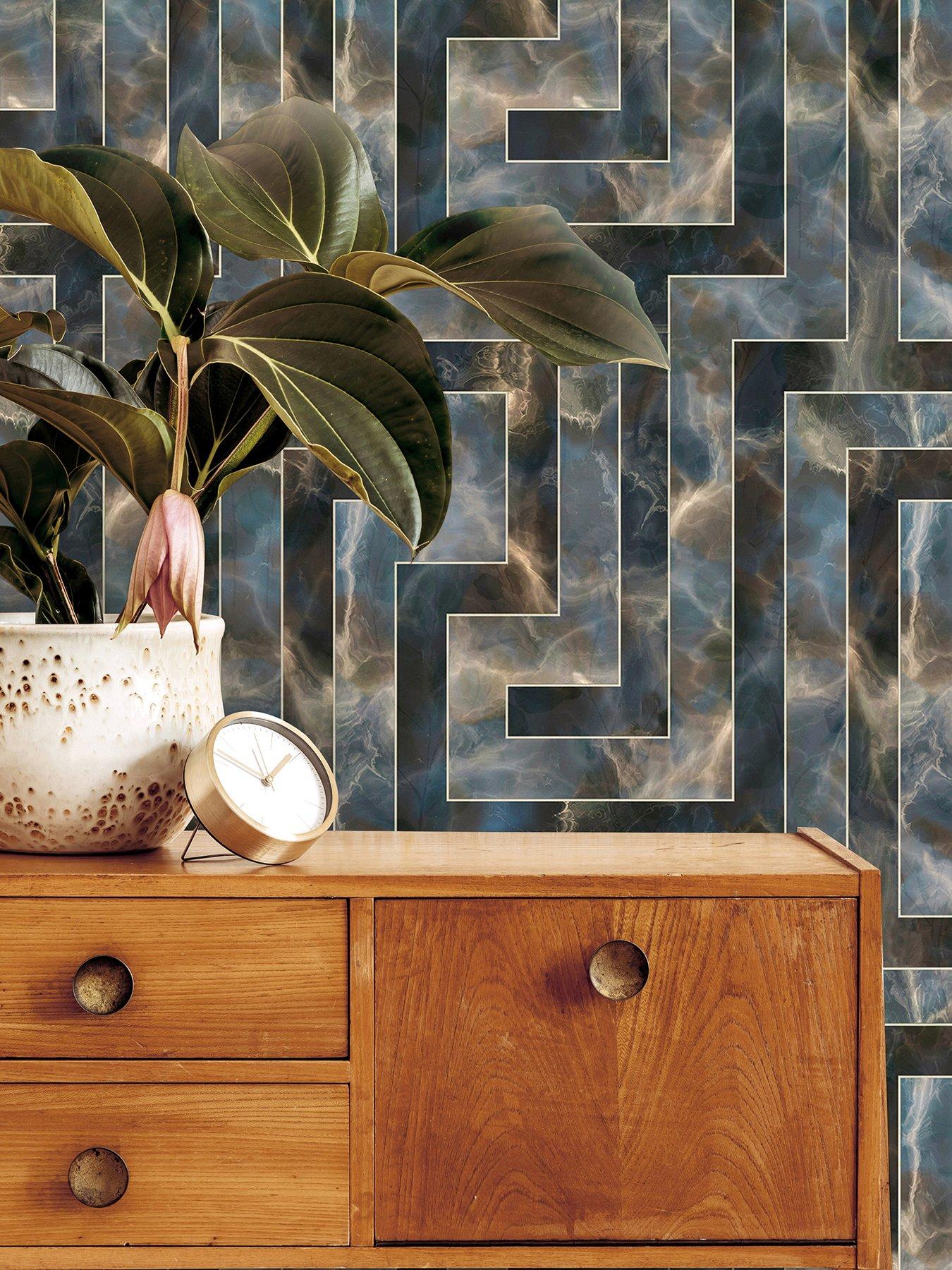 Product photograph of Fresco Agate Key Navy Wallpaper from very.co.uk