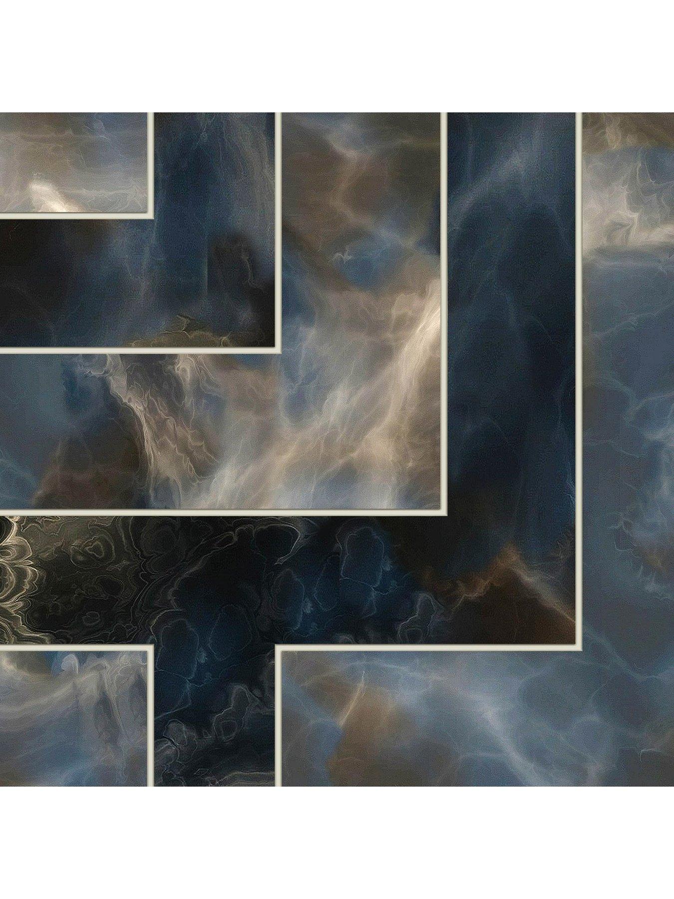 Image 4 of 5 of Fresco Agate Key Navy Wallpaper