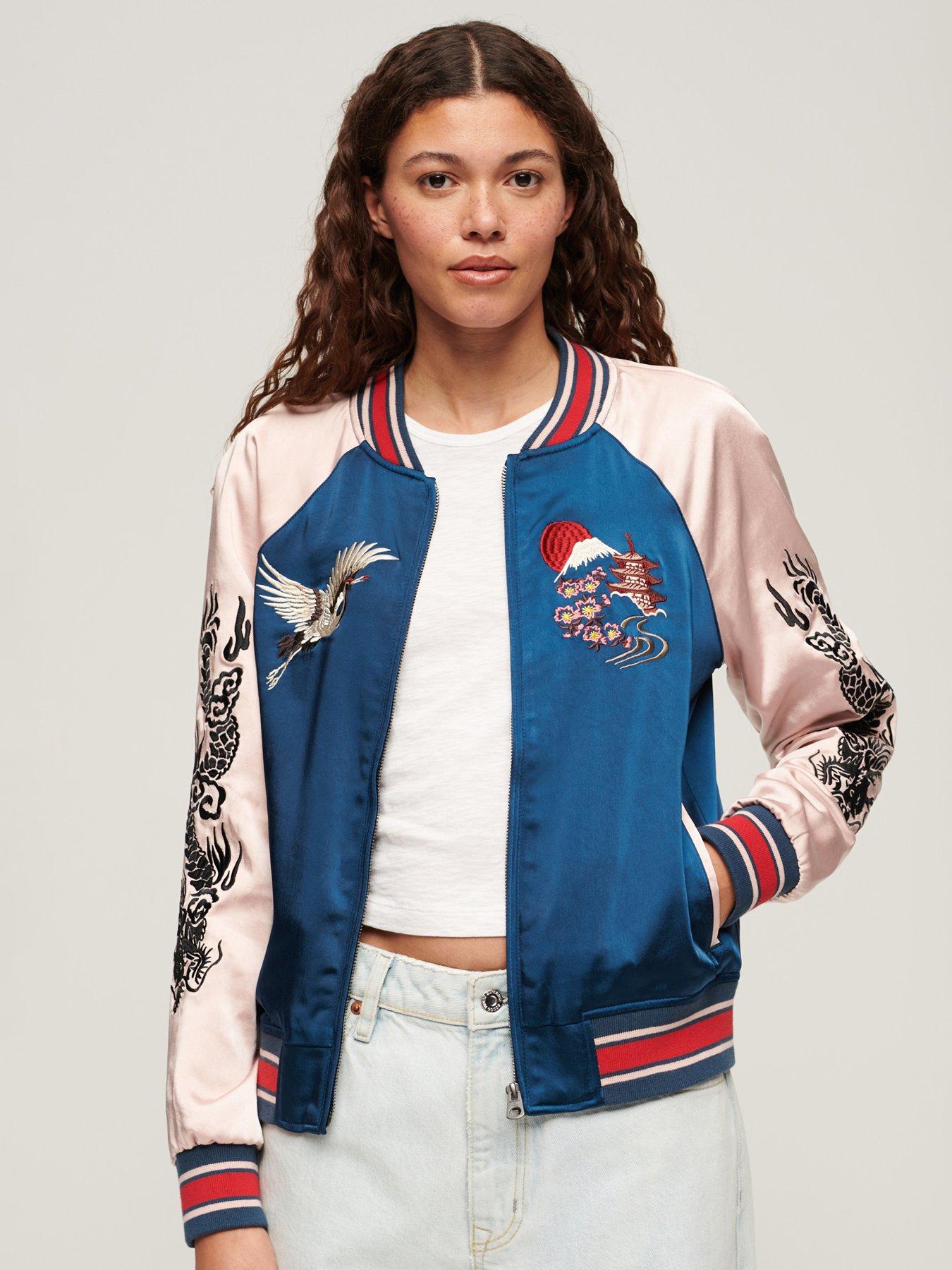 Women's embroidered clearance bomber jacket