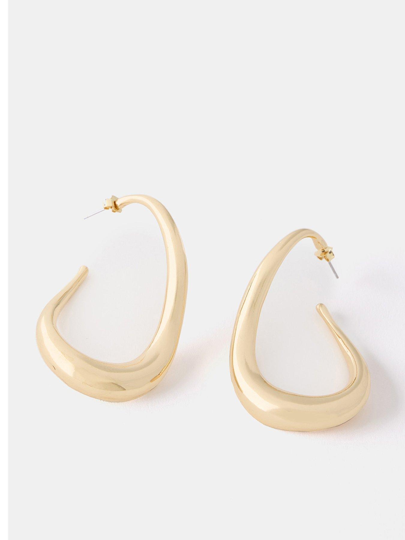 Product photograph of Mint Velvet Gold Tone Irregular Earrings from very.co.uk