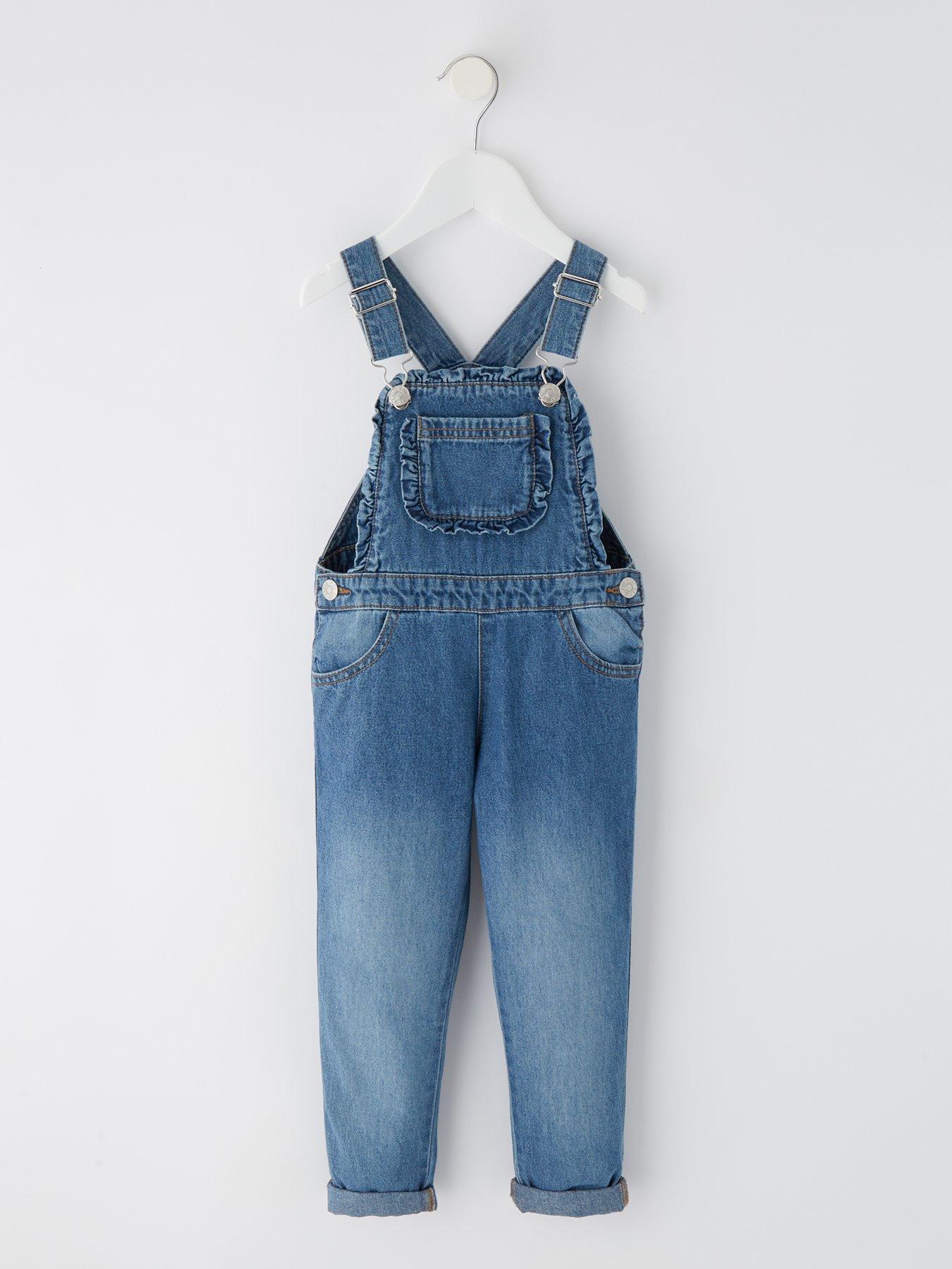 Image 1 of 4 of V by Very Girls Frill Dungaree - Blue