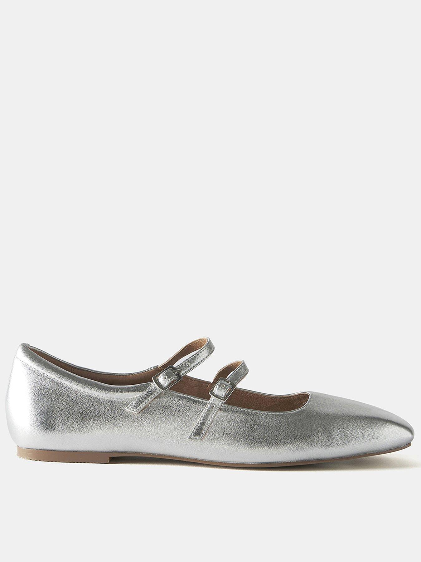 Silver leather pumps on sale