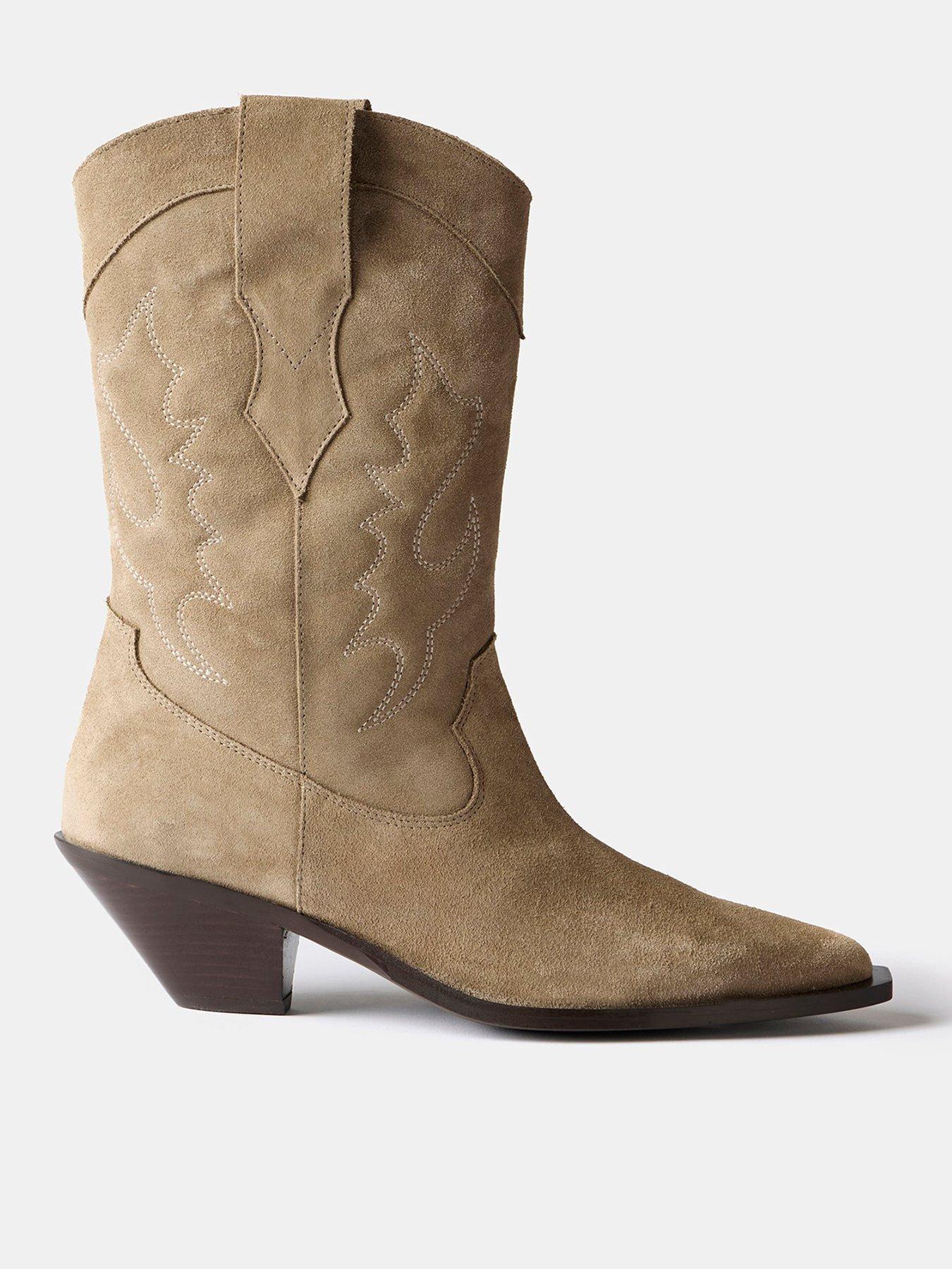 Beige suede hot sale cowboy boots