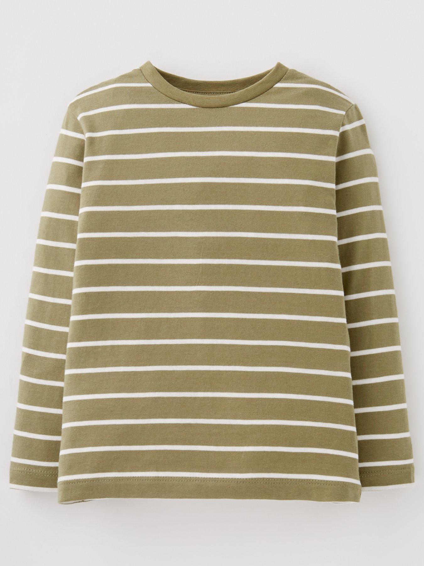 undefined Boys Khaki  &  White Stripe Long Sleeve T-Shirt - Multi