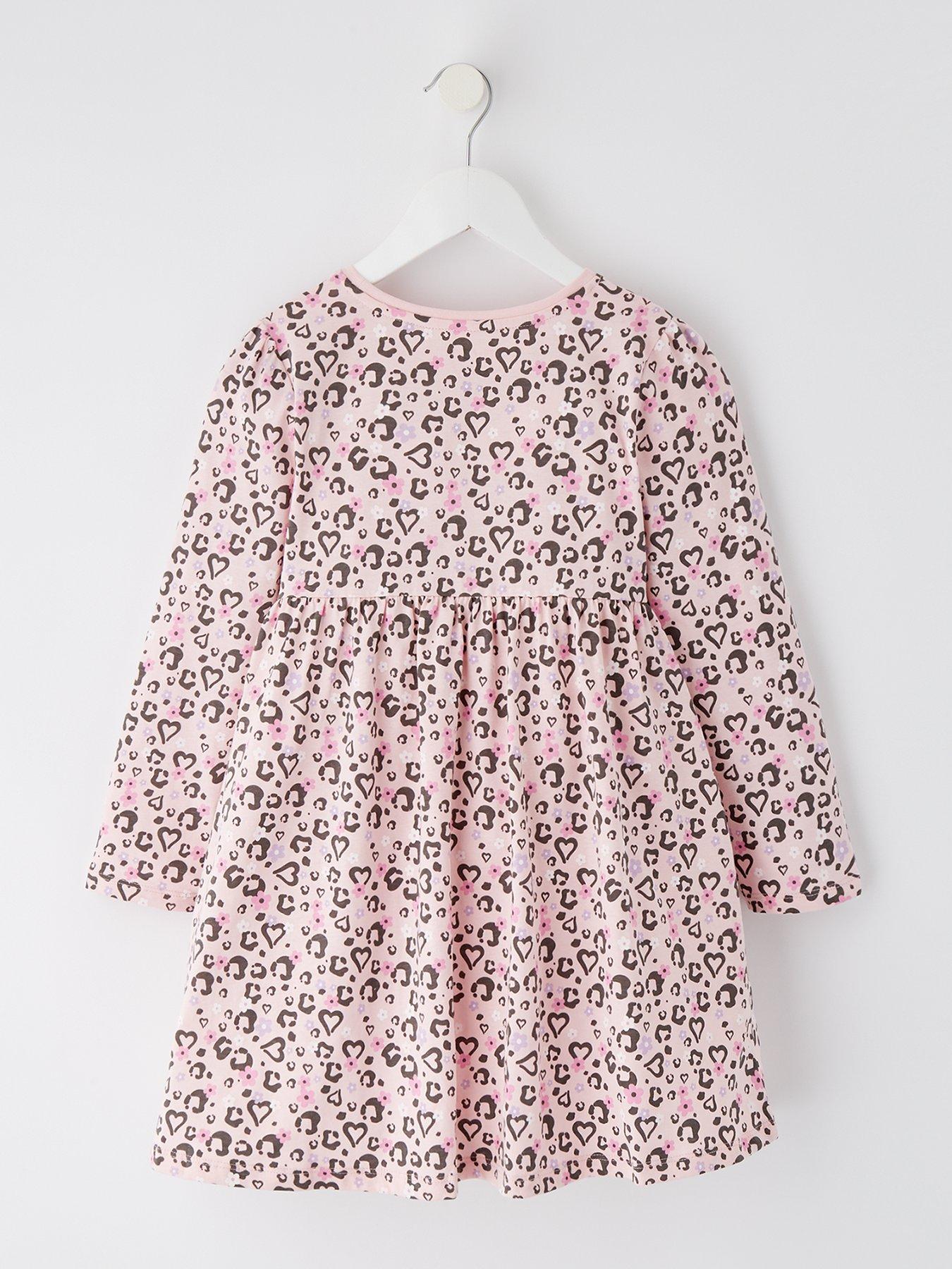 Image 2 of 4 of Everyday Girls Long Sleeve Heart Single Jersey Dress - Multi