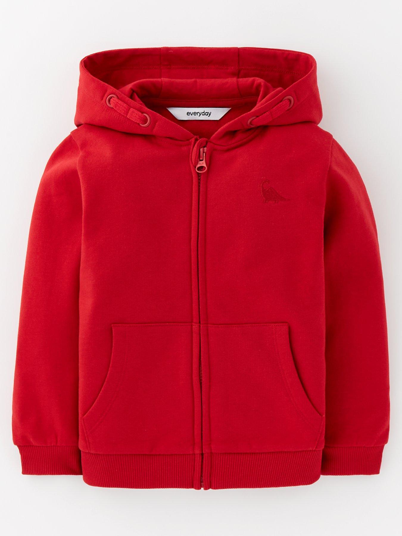 Boys Red Zip Through Hoodie