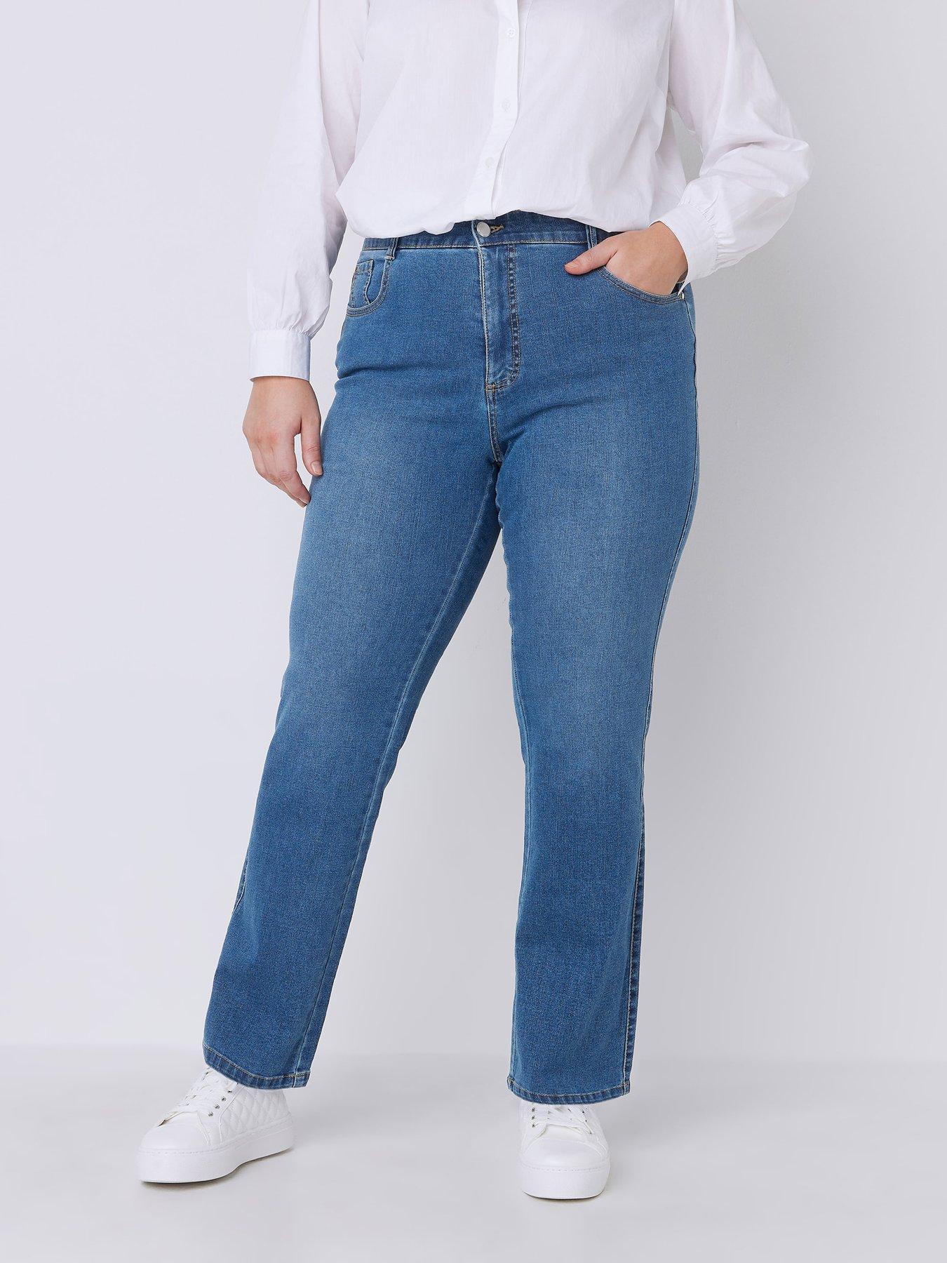 New Look Curve waist enhancing mom jeans in mid blue