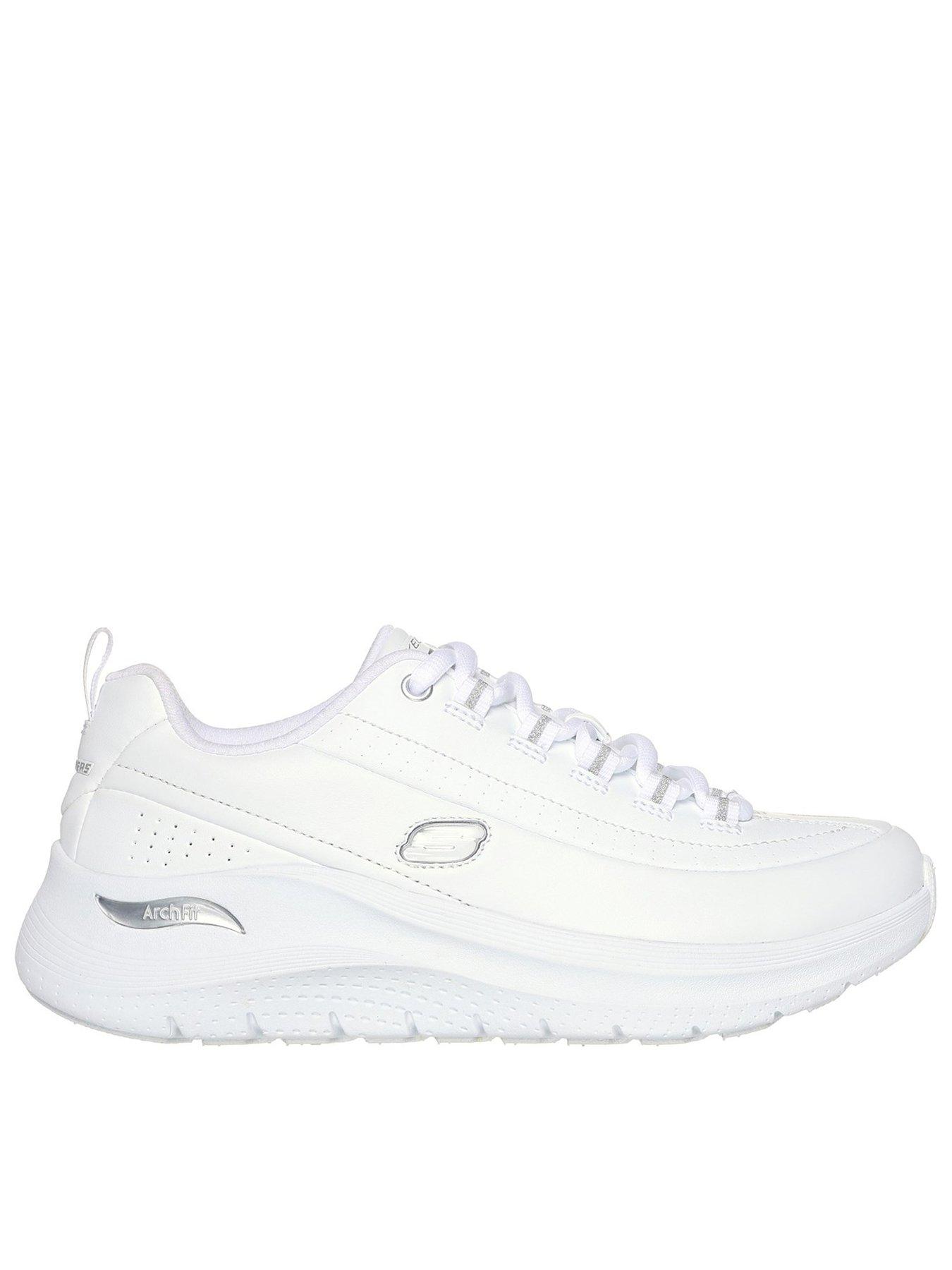 Skechers Arch Fit Classic Leather Premium Lace Up Trainers - White